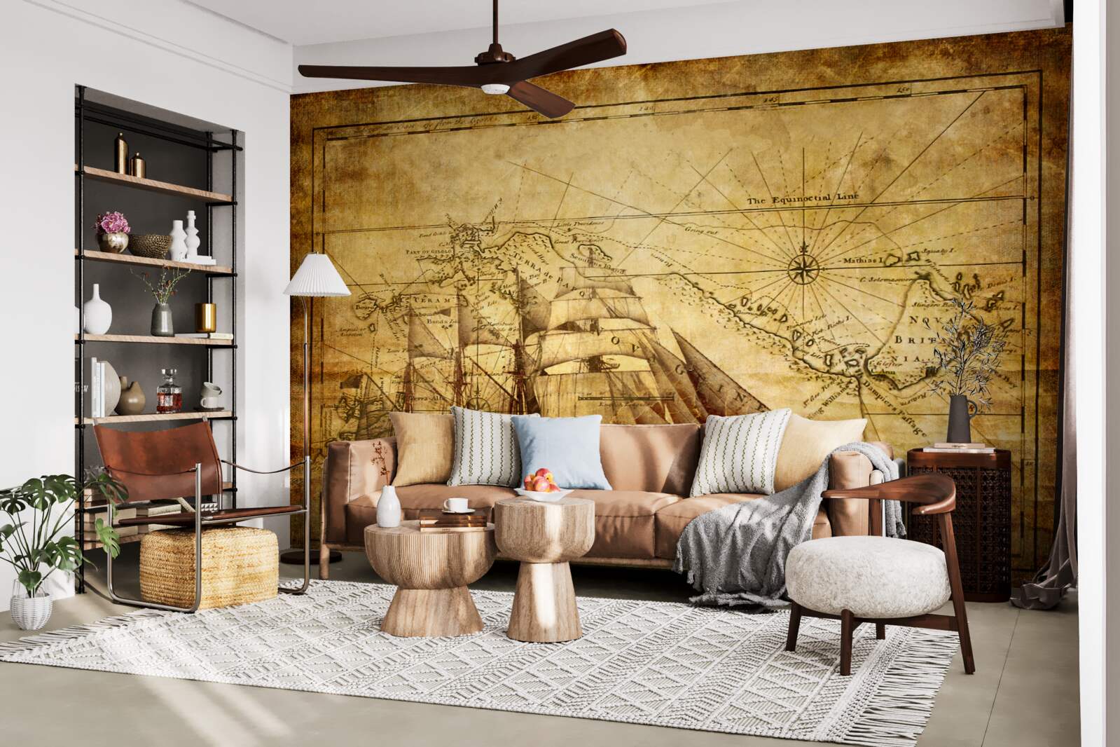 Fototapeta loď s plachtami na pergamene