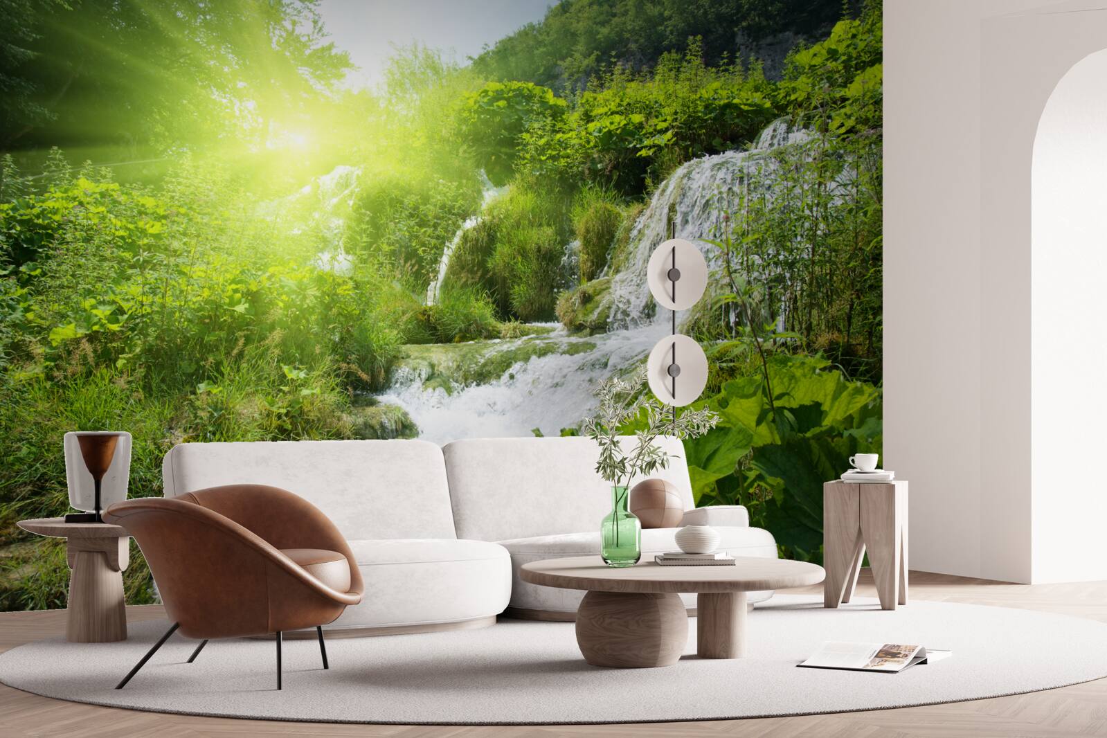 Fototapeta tajomný vodopád v horskom lese