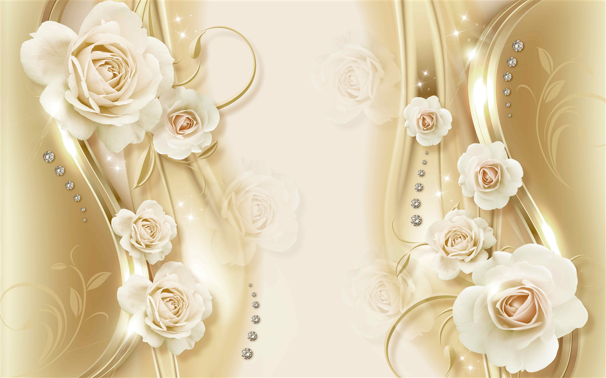 Fototapeta na hnedom podklade sú biele ruže