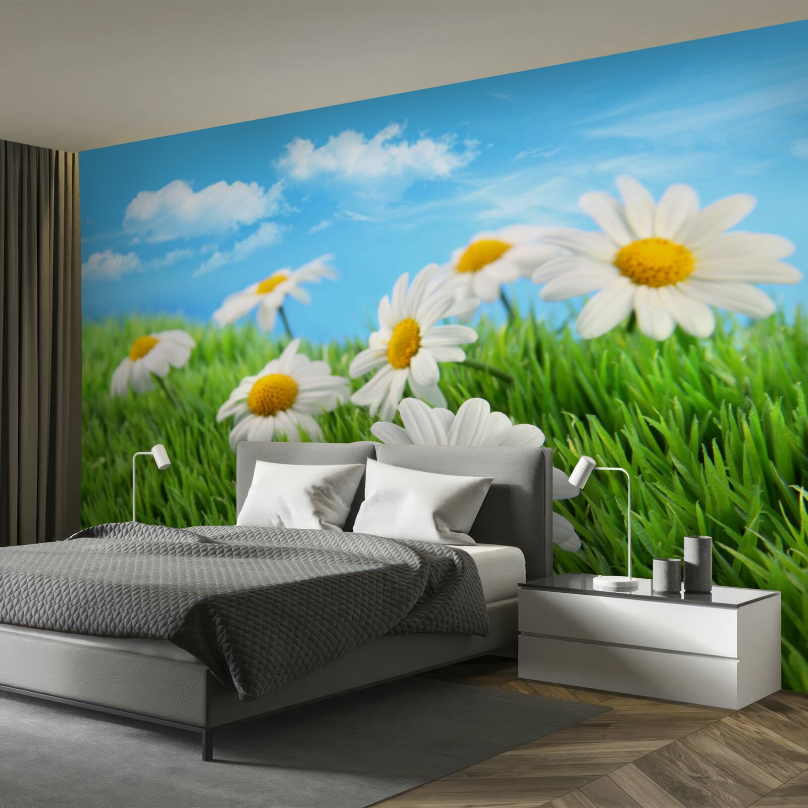 Fototapeta Snehobiele sedmokrásky z lúk