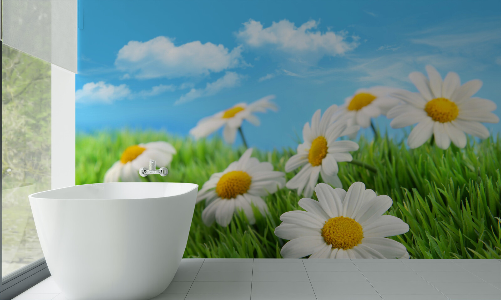 Fototapeta Snehobiele sedmokrásky z lúk