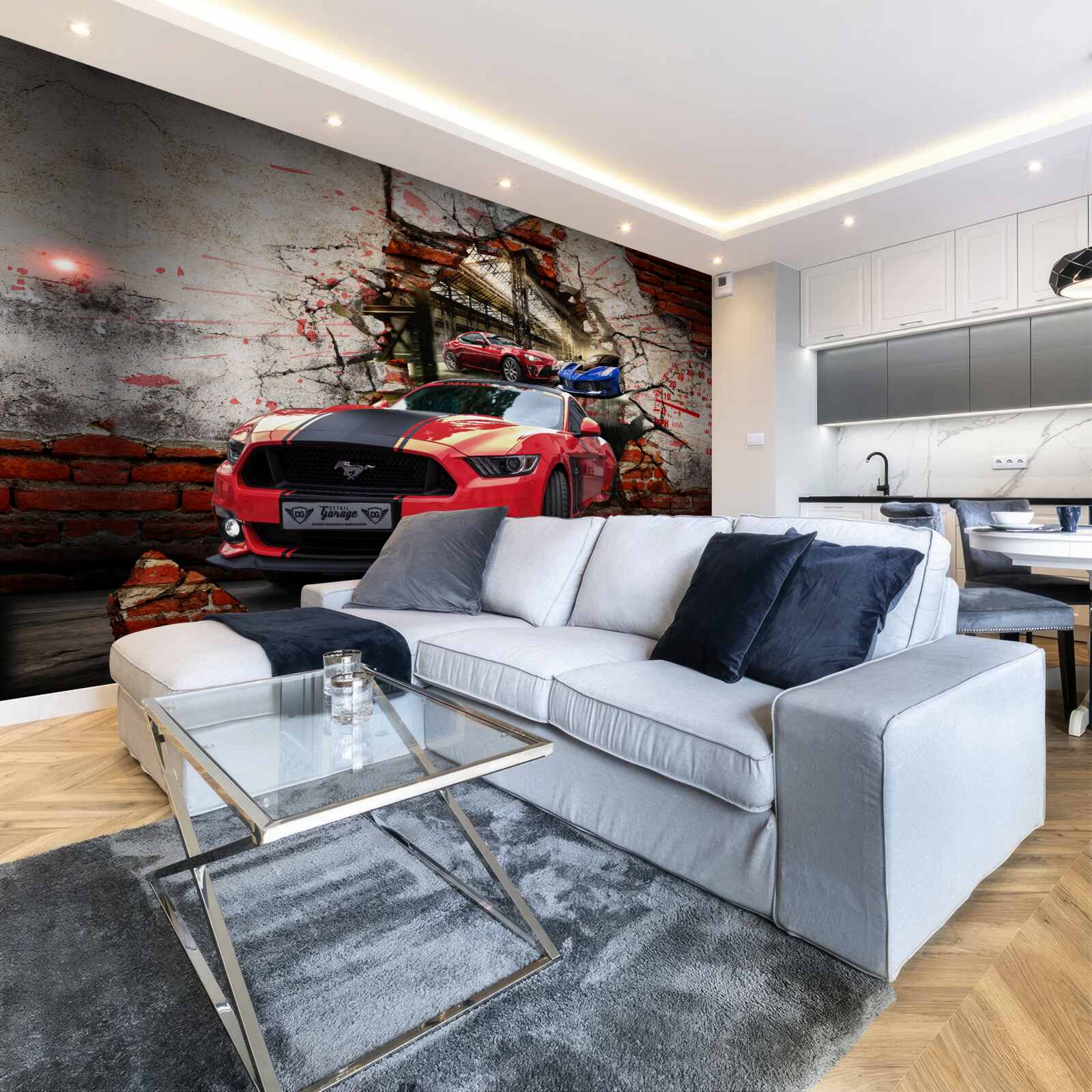 Fototapeta červený mustang na stene