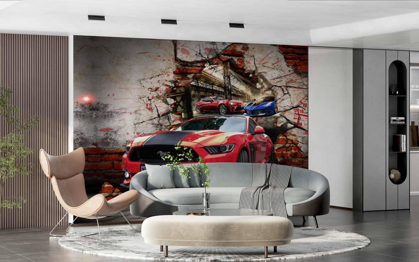 Fototapeta červený mustang na stene