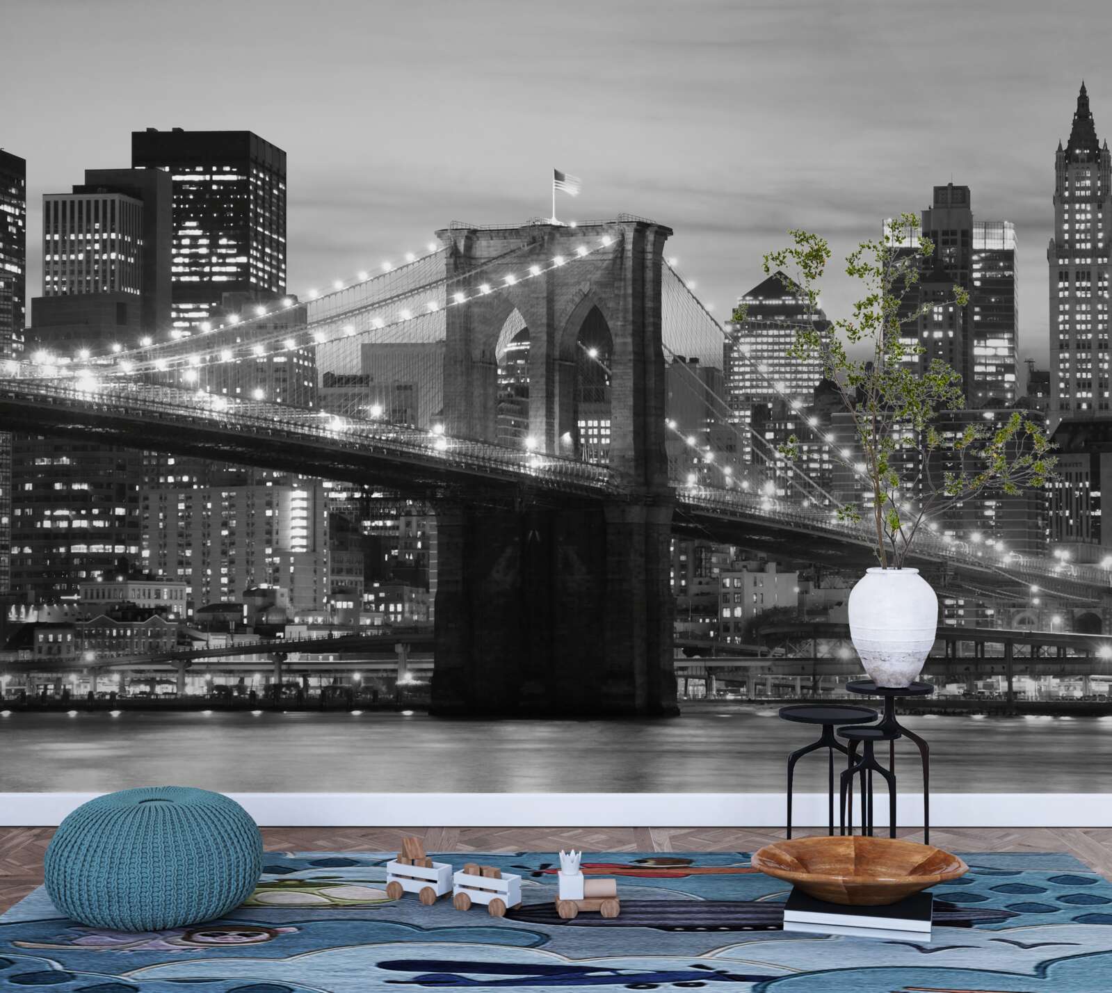 Fototapeta Brooklynský most v čiernej a bielej farbe