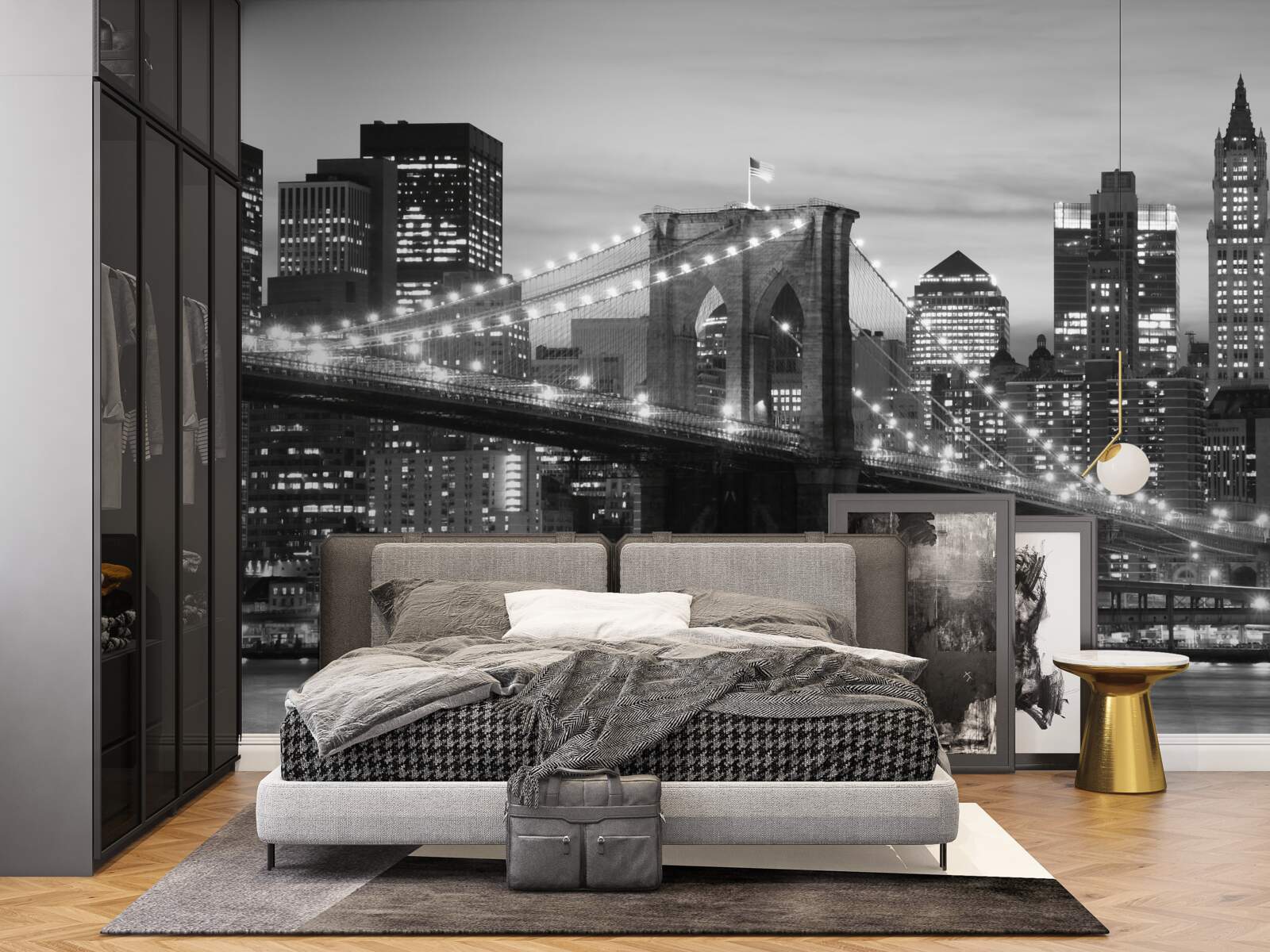 Fototapeta Brooklynský most v čiernej a bielej farbe