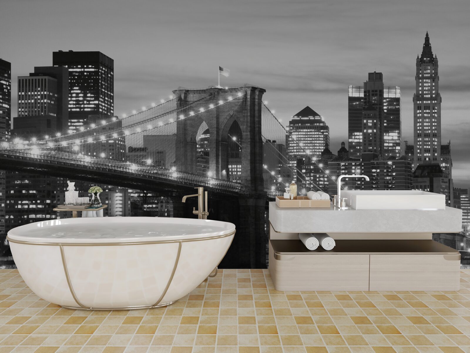 Fototapeta Brooklynský most v čiernej a bielej farbe