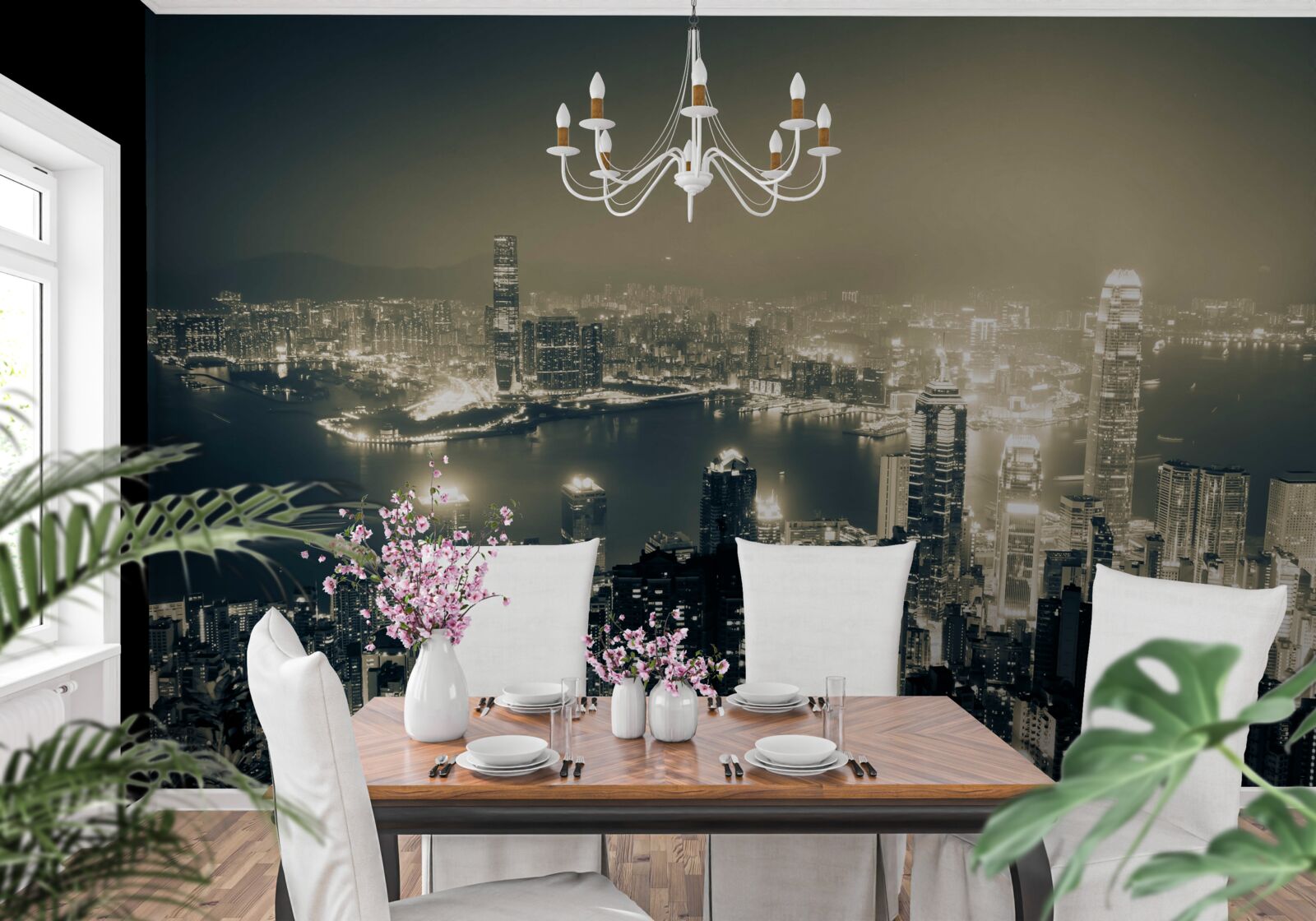 Fototapeta nočný panoramatický výhľad na hongkong