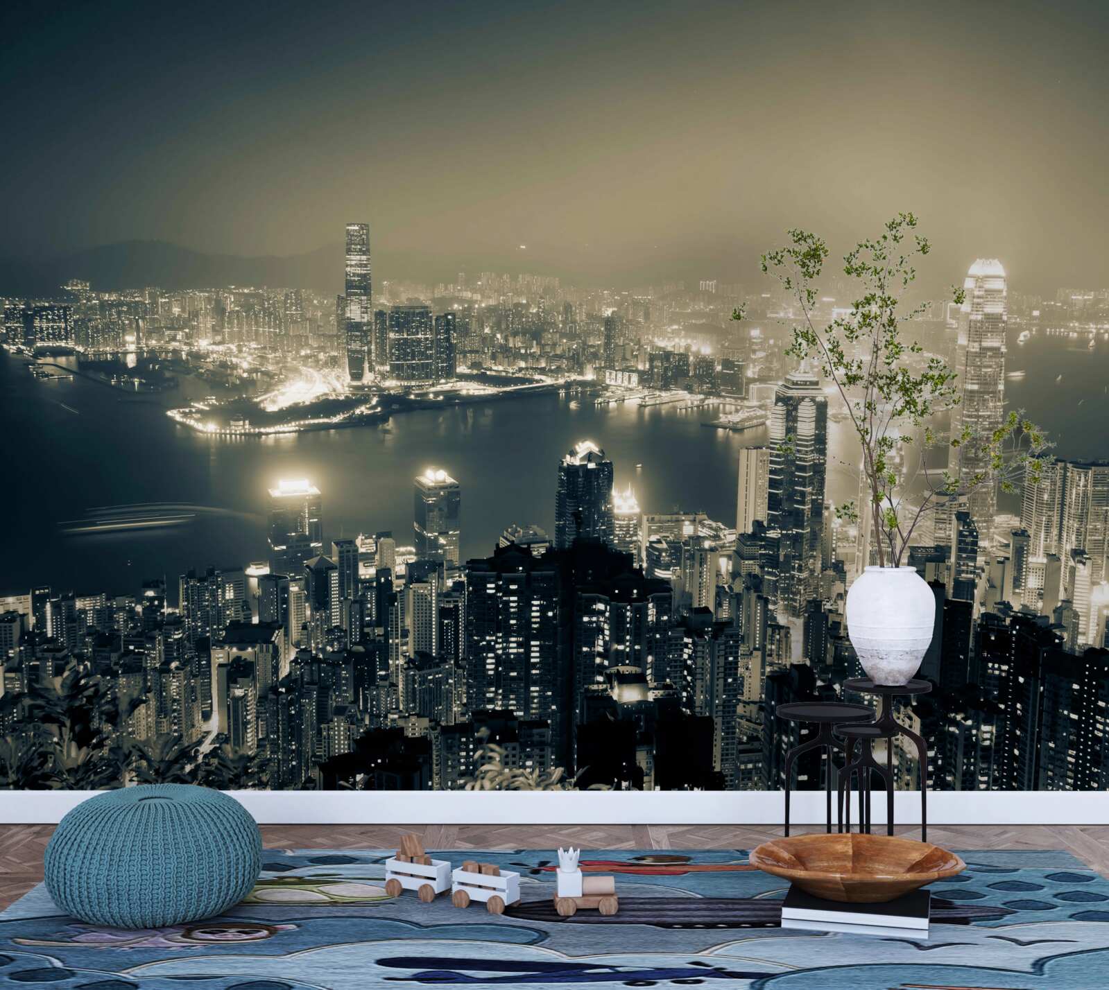 Fototapeta nočný panoramatický výhľad na hongkong