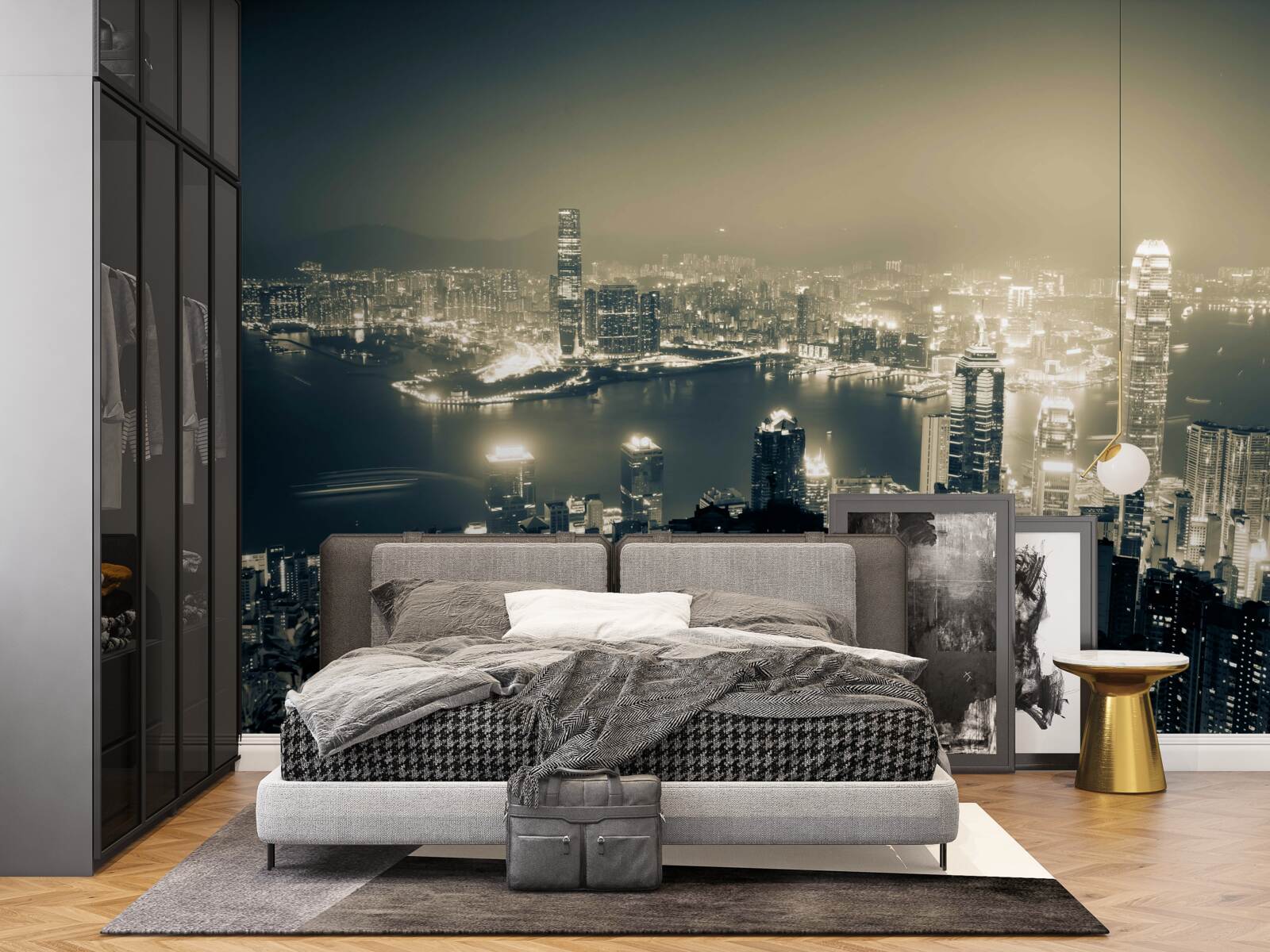 Fototapeta nočný panoramatický výhľad na hongkong