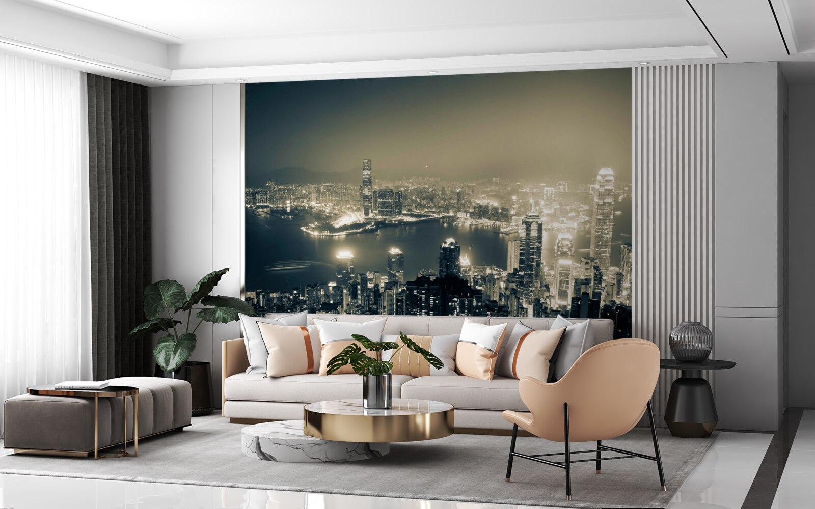 Fototapeta nočný panoramatický výhľad na hongkong