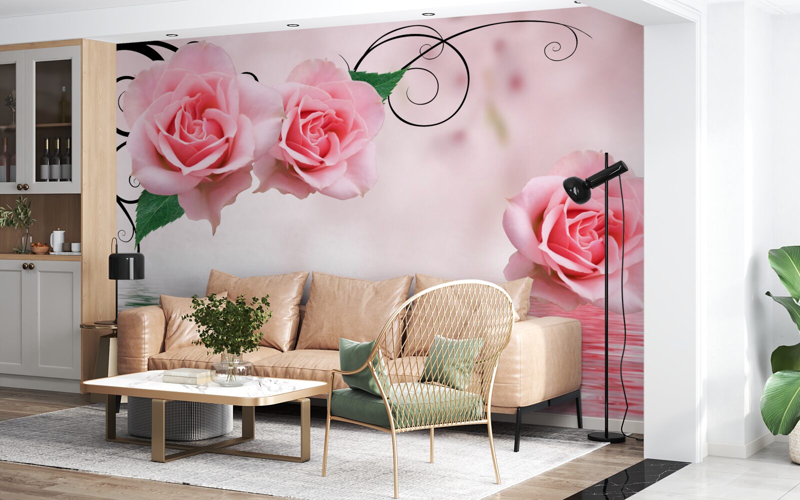 Fototapeta odraz ružovej ruže vo vode