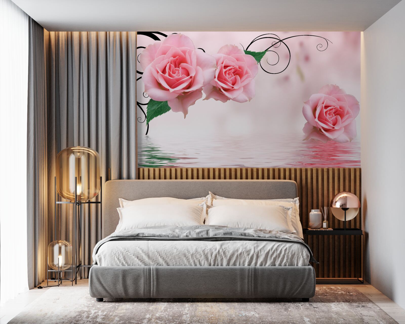 Fototapeta odraz ružovej ruže vo vode