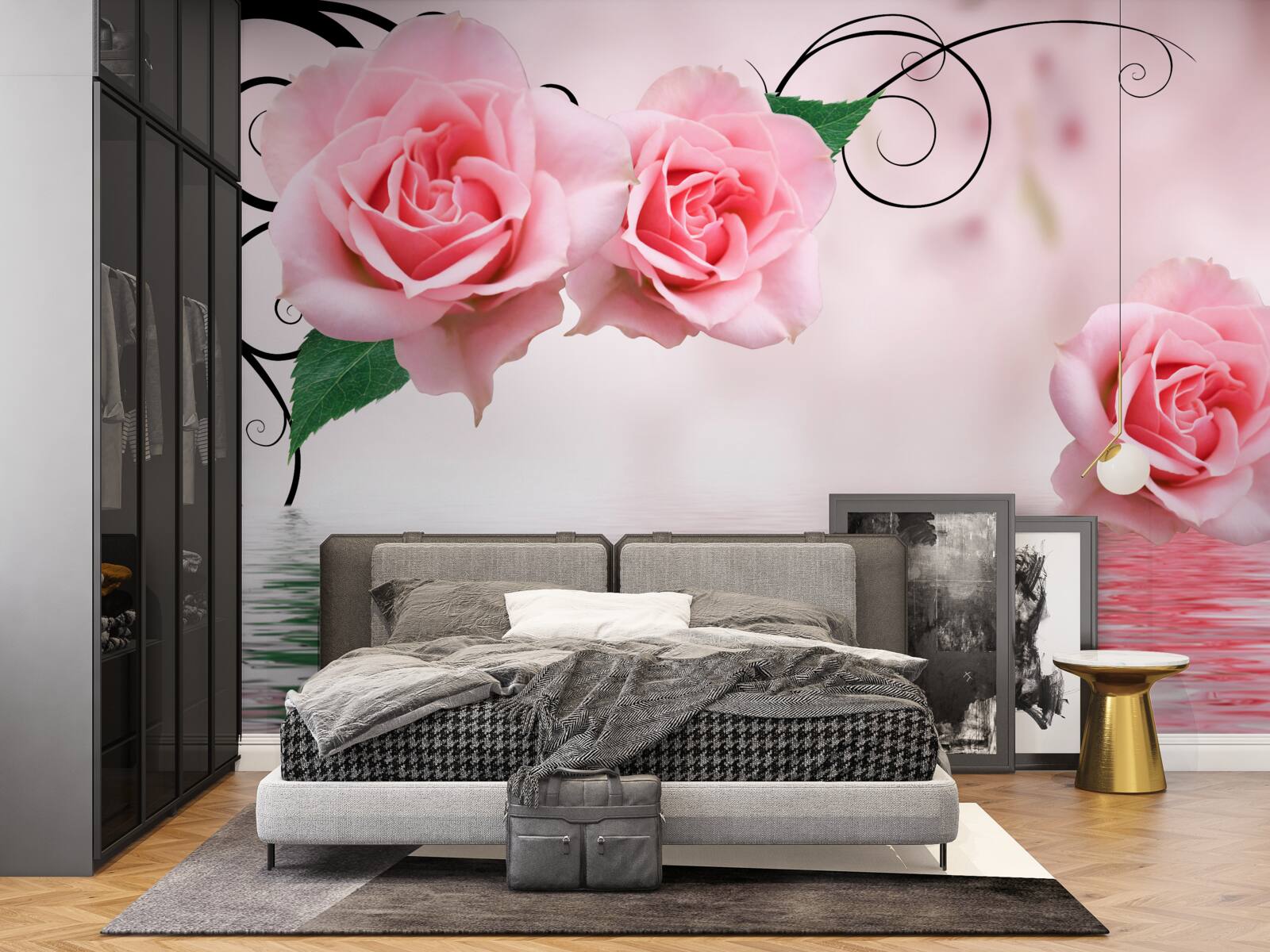 Fototapeta odraz ružovej ruže vo vode