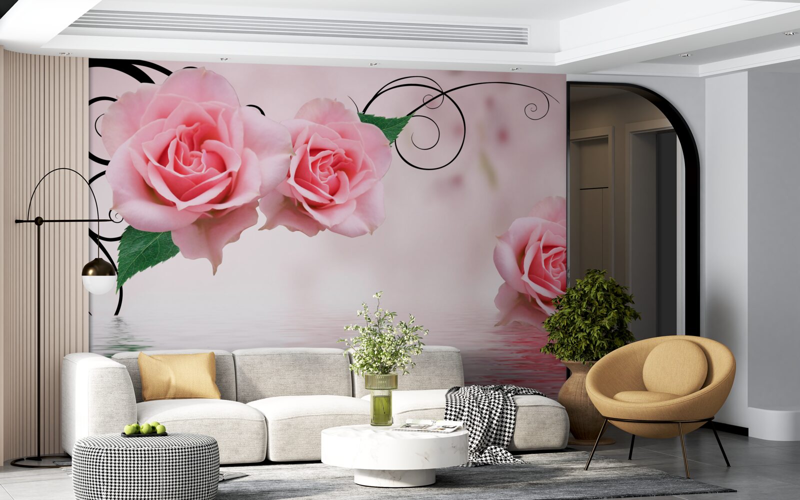 Fototapeta odraz ružovej ruže vo vode