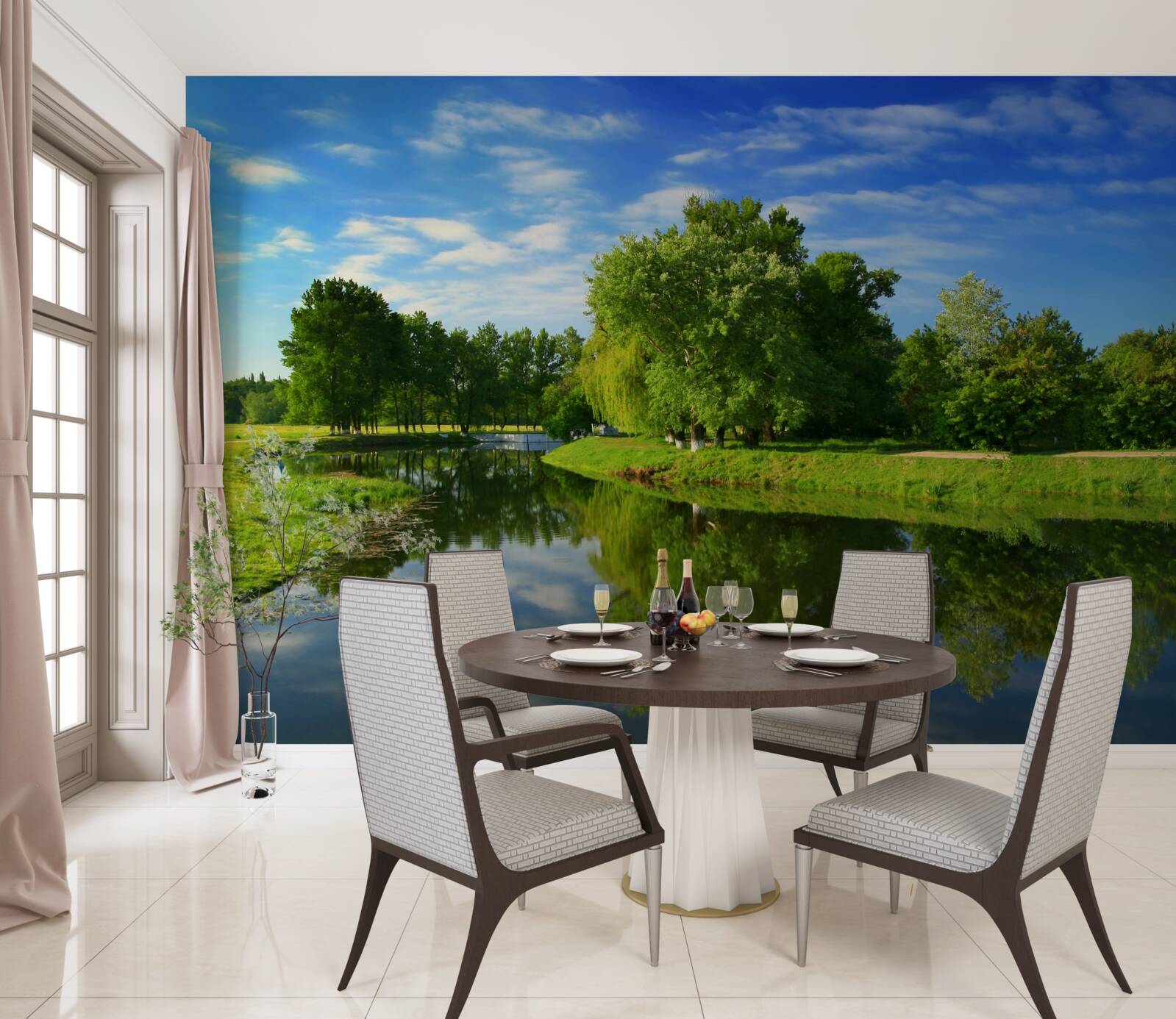 Fototapeta rieka je obklopená stromami