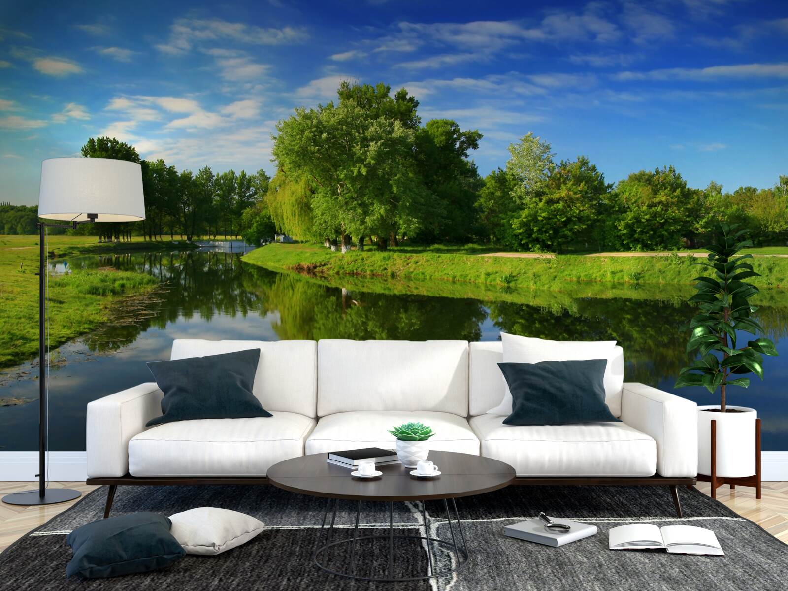 Fototapeta rieka je obklopená stromami