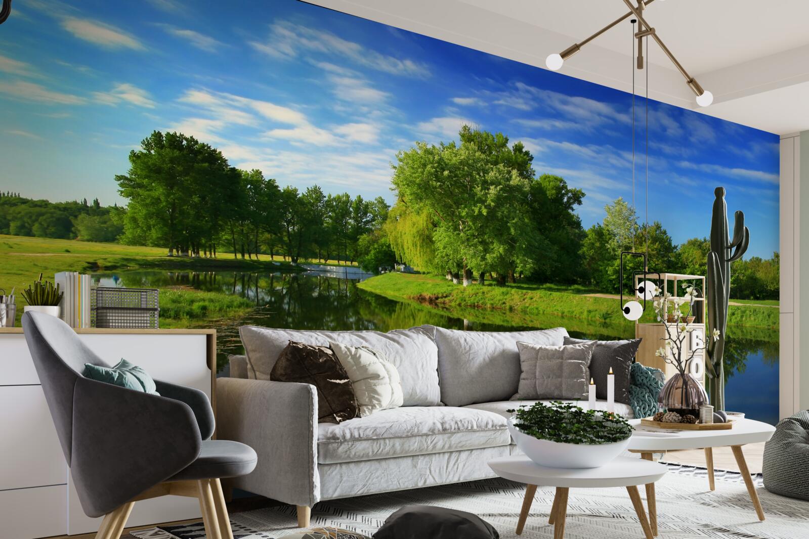 Fototapeta rieka je obklopená stromami