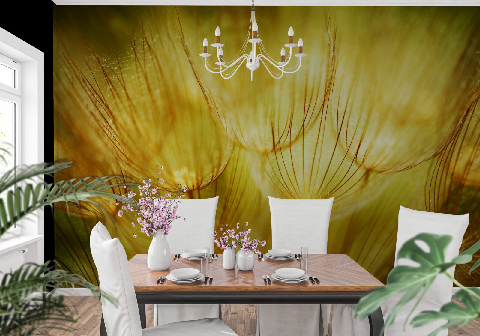 Fototapeta púpavové srdce, pozlátené