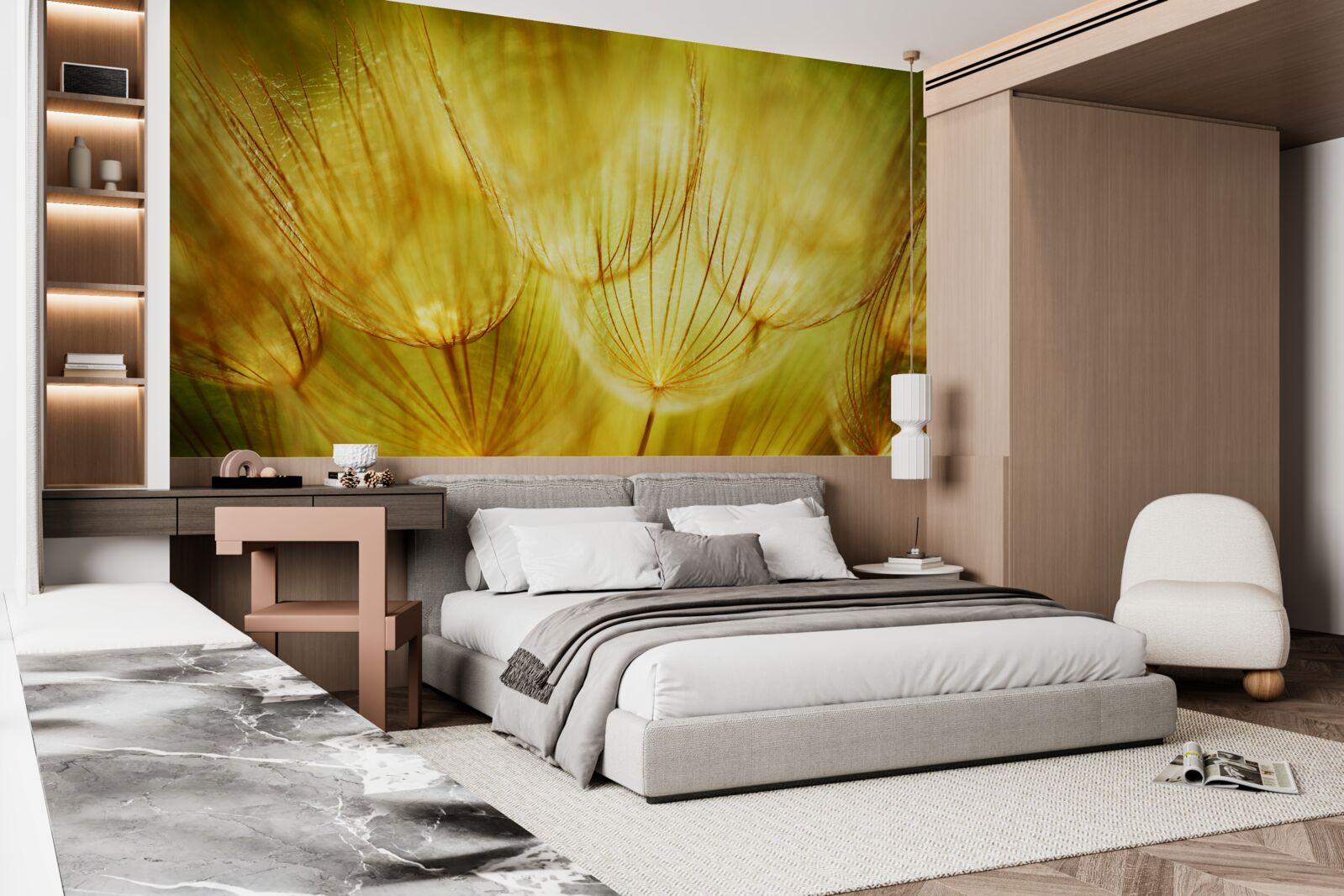 Fototapeta púpavové srdce, pozlátené