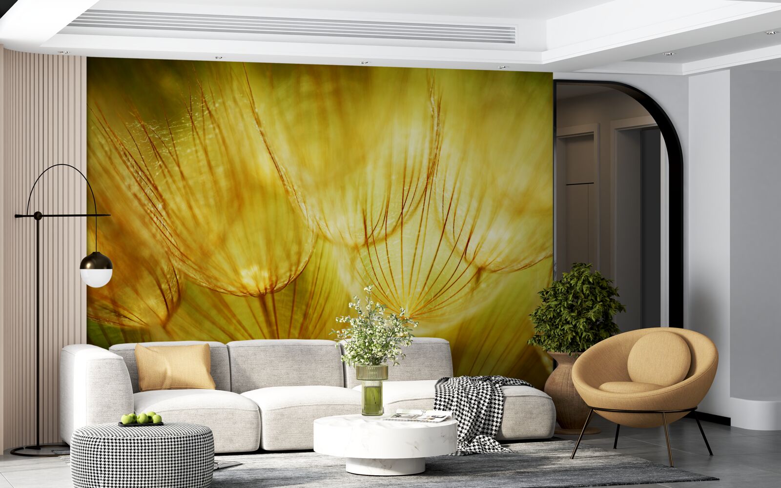 Fototapeta púpavové srdce, pozlátené