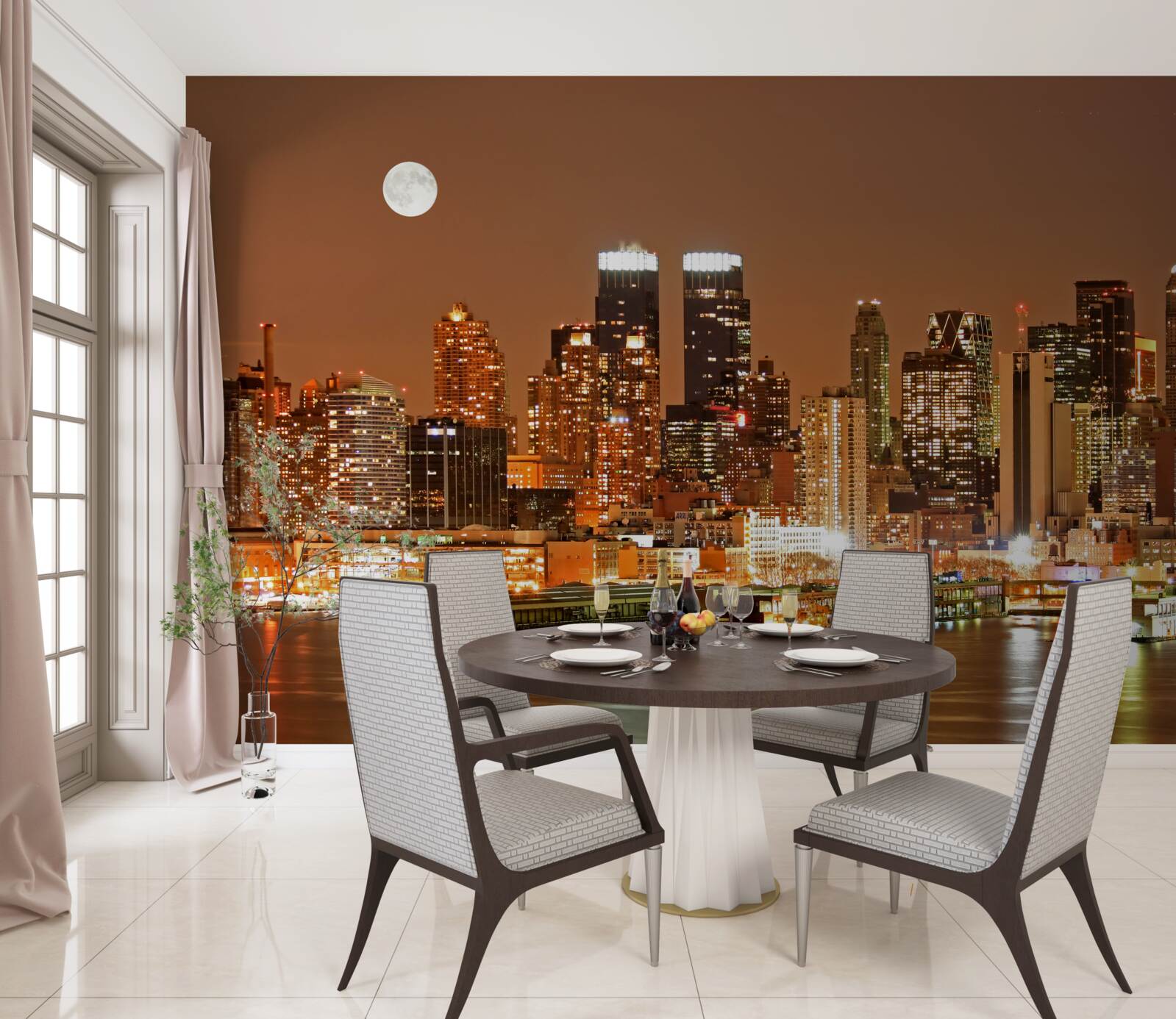 Fototapeta mesto je osvetlené splnom mesiaca