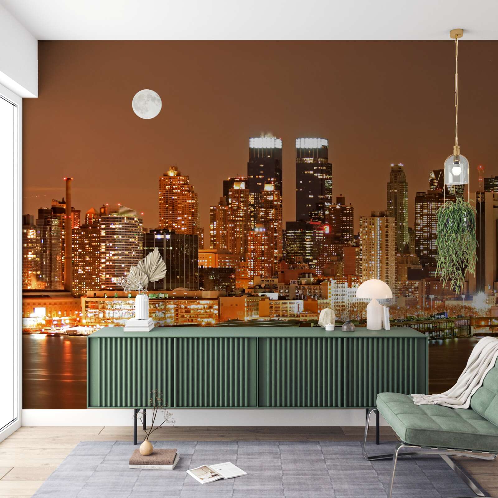 Fototapeta mesto je osvetlené splnom mesiaca