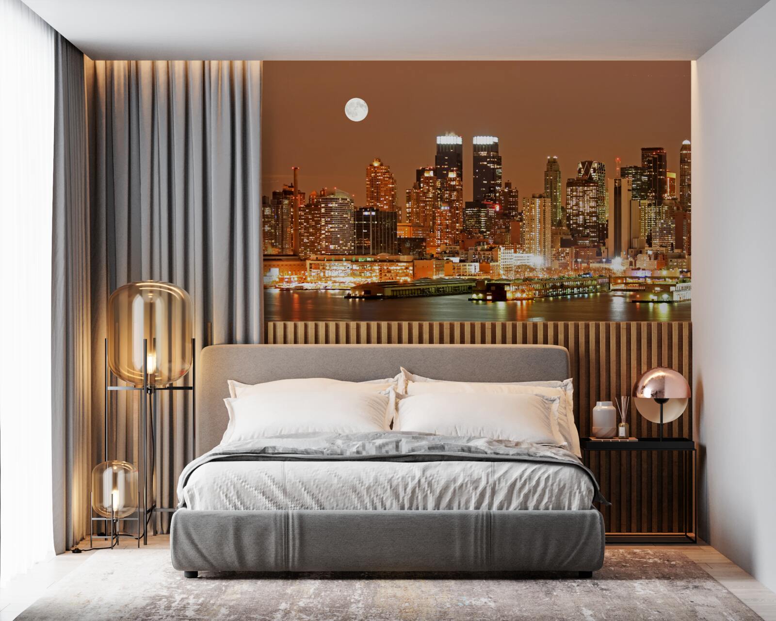 Fototapeta mesto je osvetlené splnom mesiaca