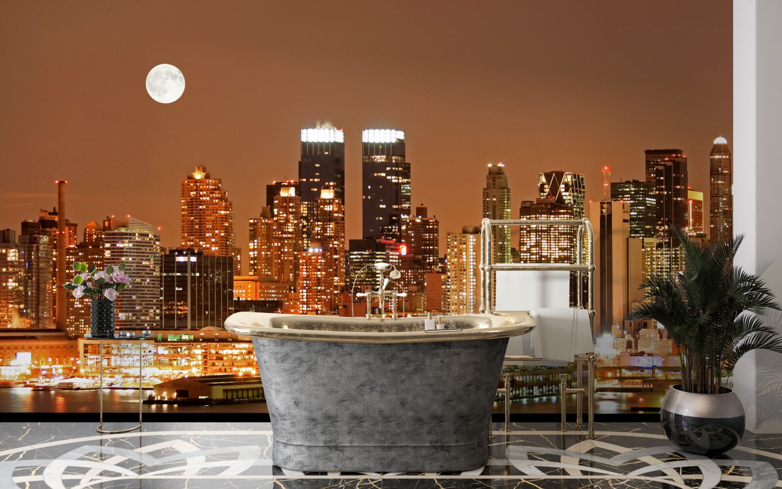Fototapeta mesto je osvetlené splnom mesiaca
