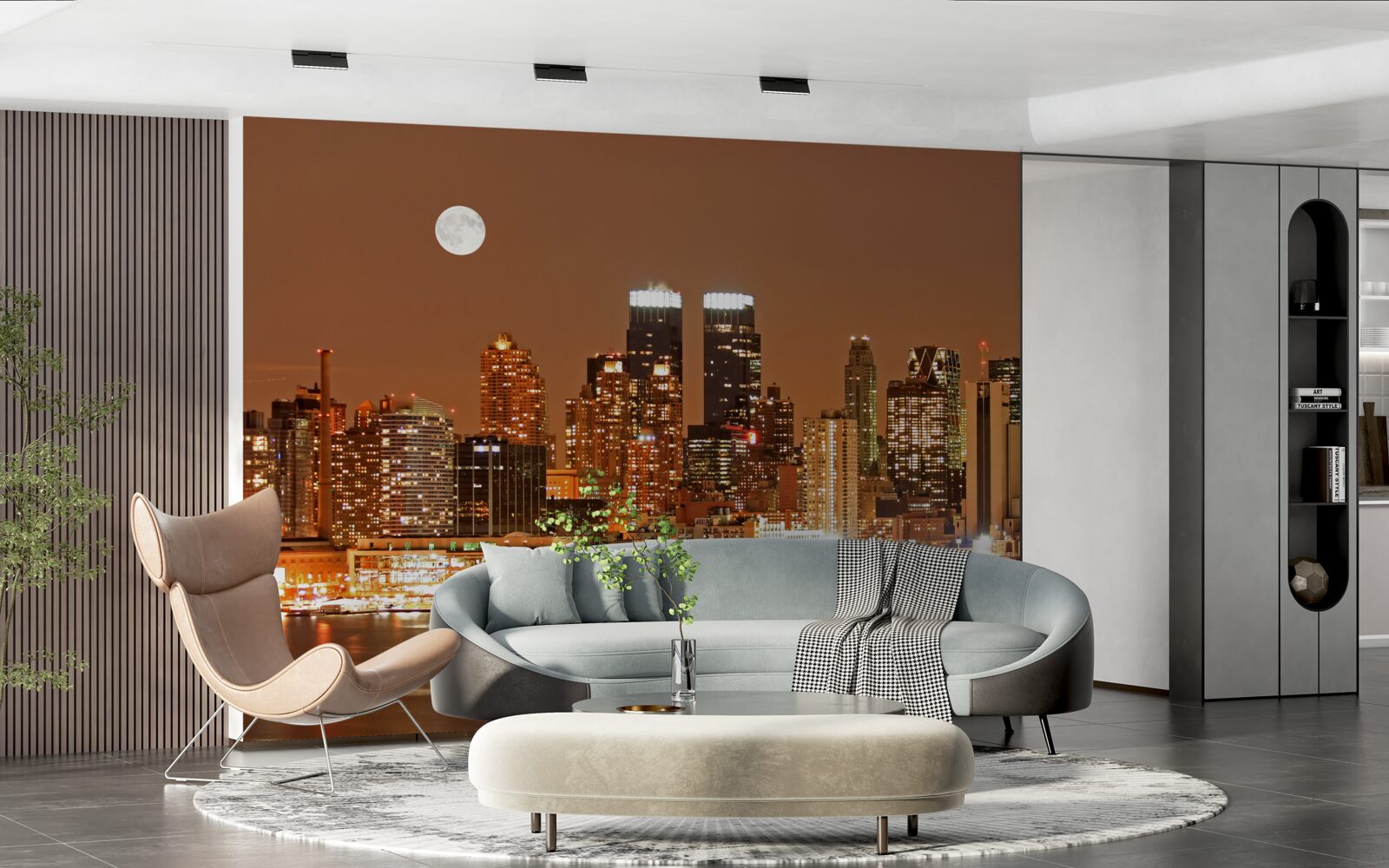 Fototapeta mesto je osvetlené splnom mesiaca