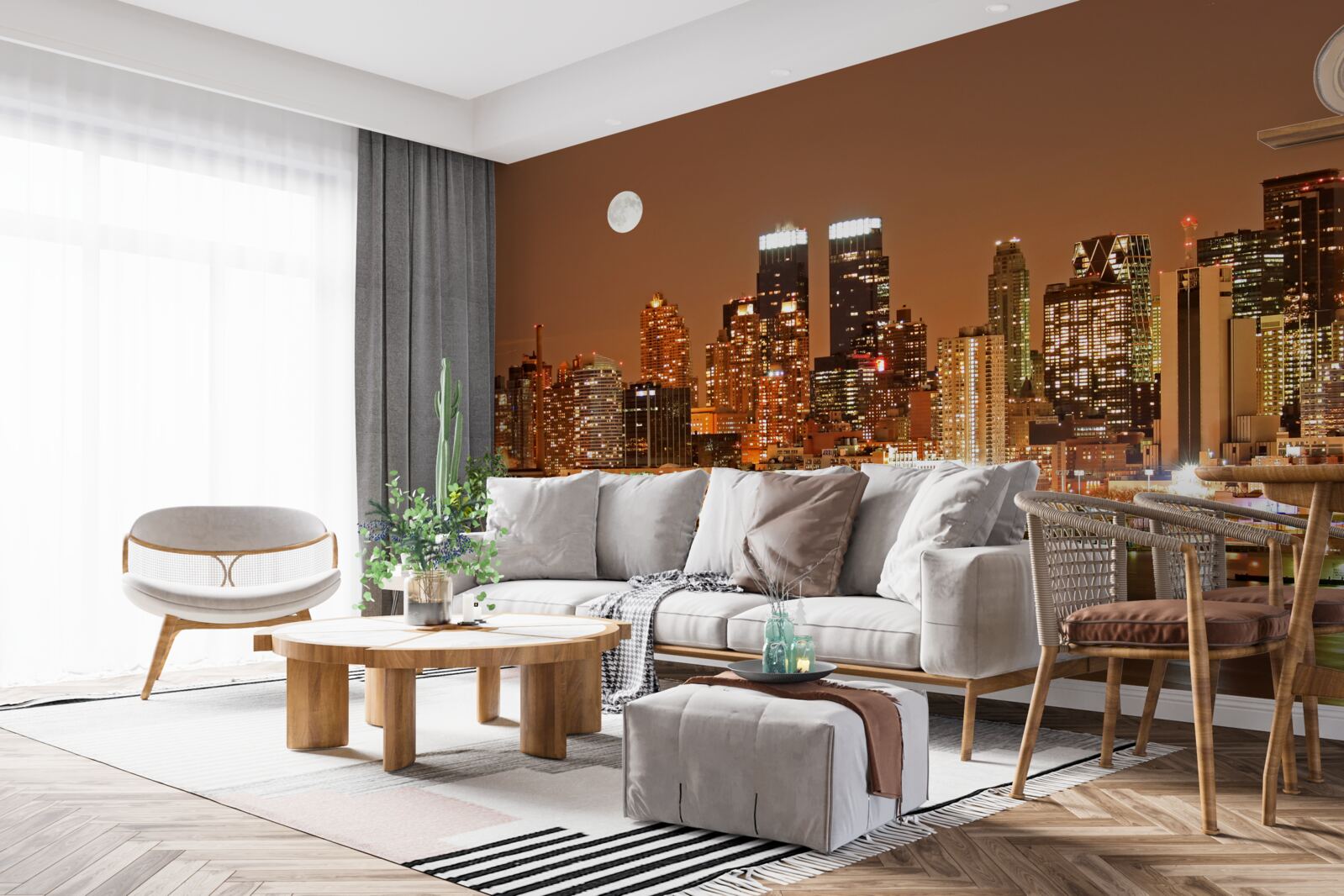 Fototapeta mesto je osvetlené splnom mesiaca