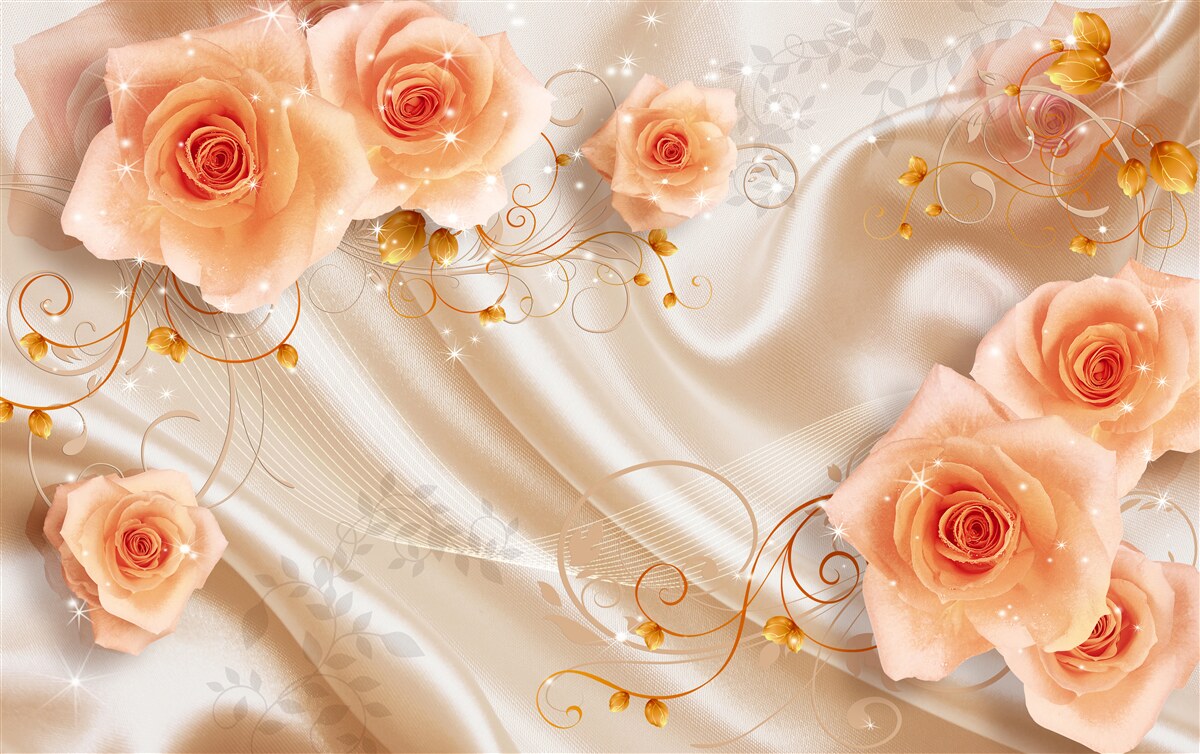 Fototapeta oranžové ruže na hodvábnom saténe