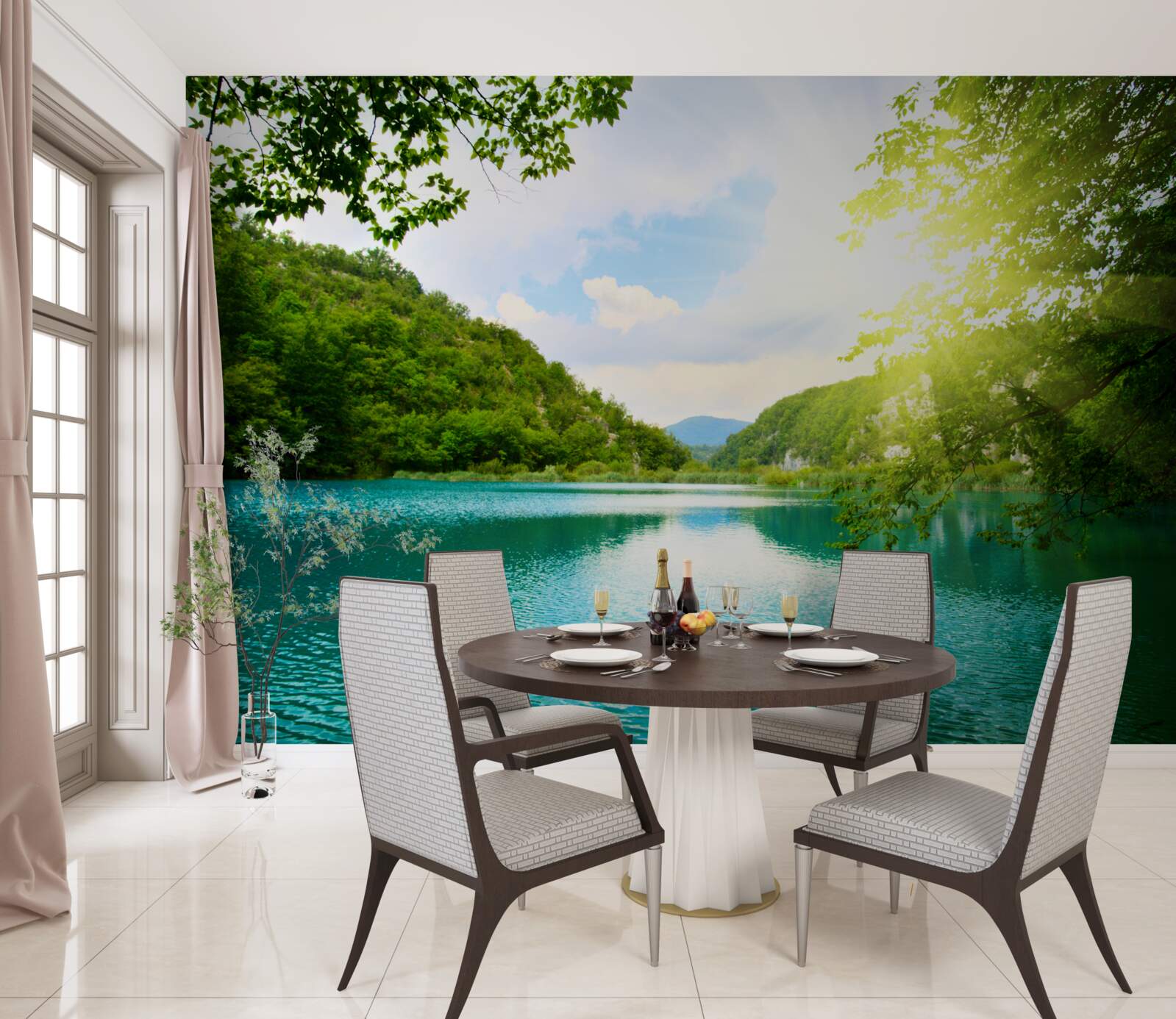 Fototapeta východ slnka nad vodnou hladinou