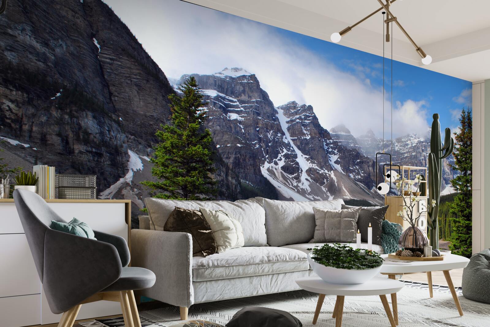 Fototapeta jazero s modrou vodou na úpätí vrcholkov hôr