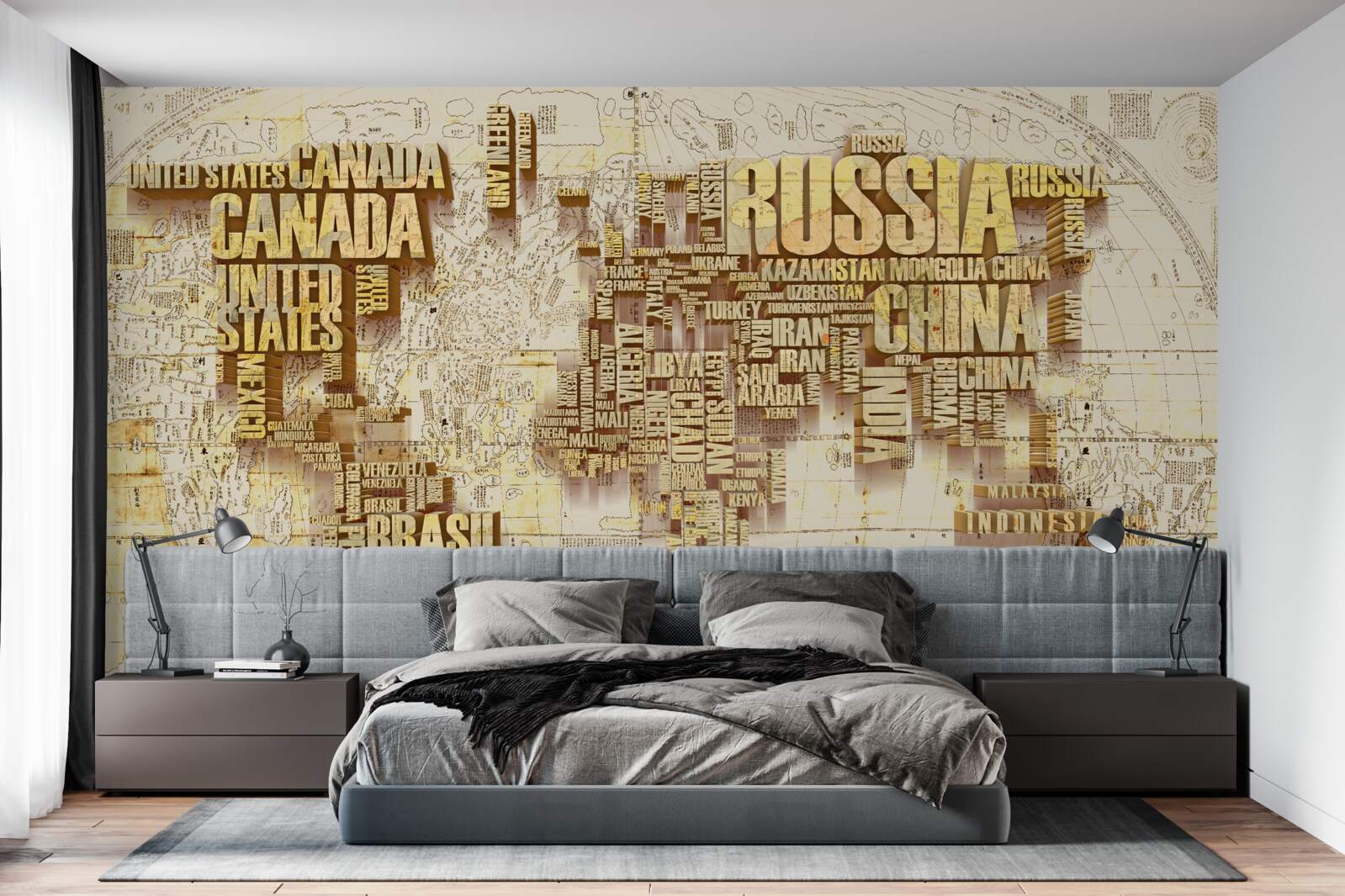 Fototapeta zemeguľa pozostáva z názvov krajín