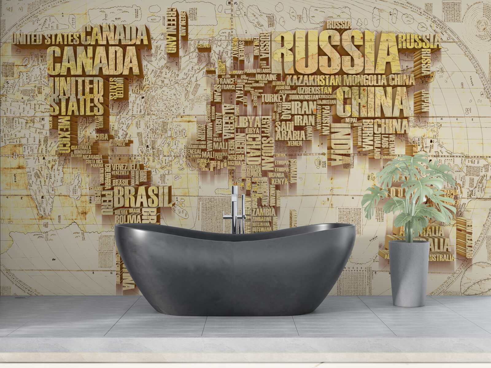 Fototapeta zemeguľa pozostáva z názvov krajín