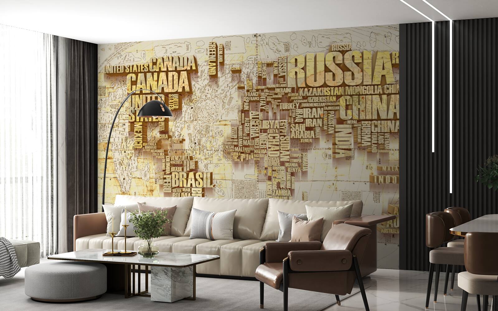 Fototapeta zemeguľa pozostáva z názvov krajín