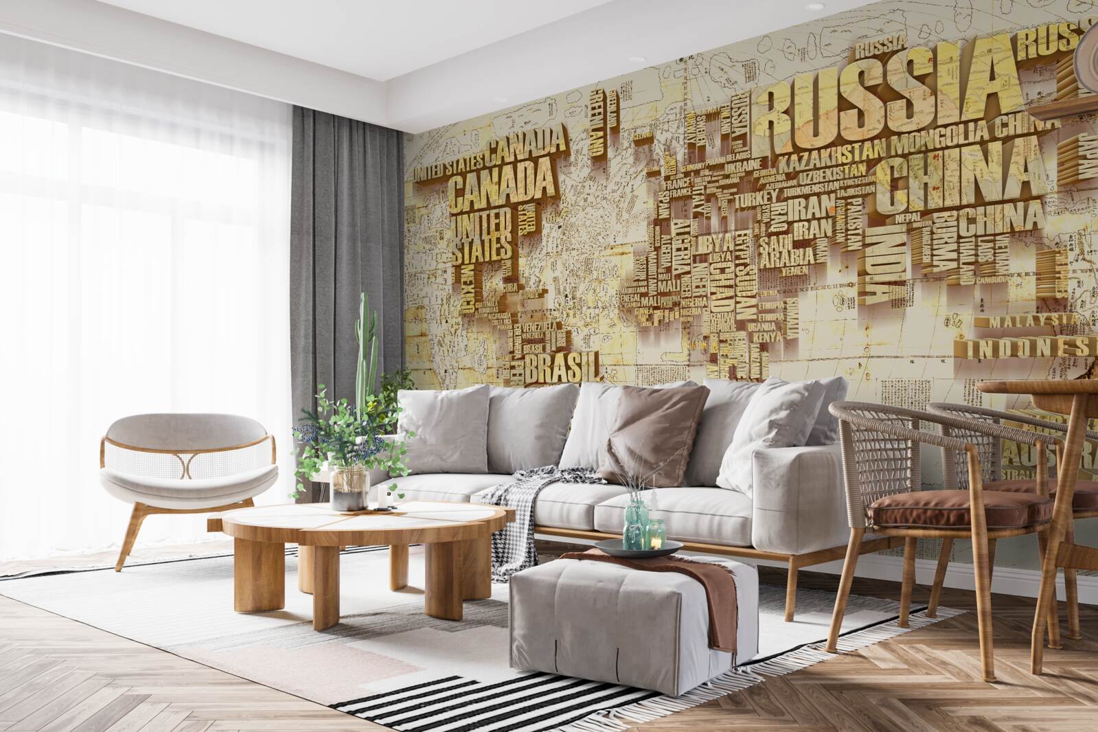 Fototapeta zemeguľa pozostáva z názvov krajín