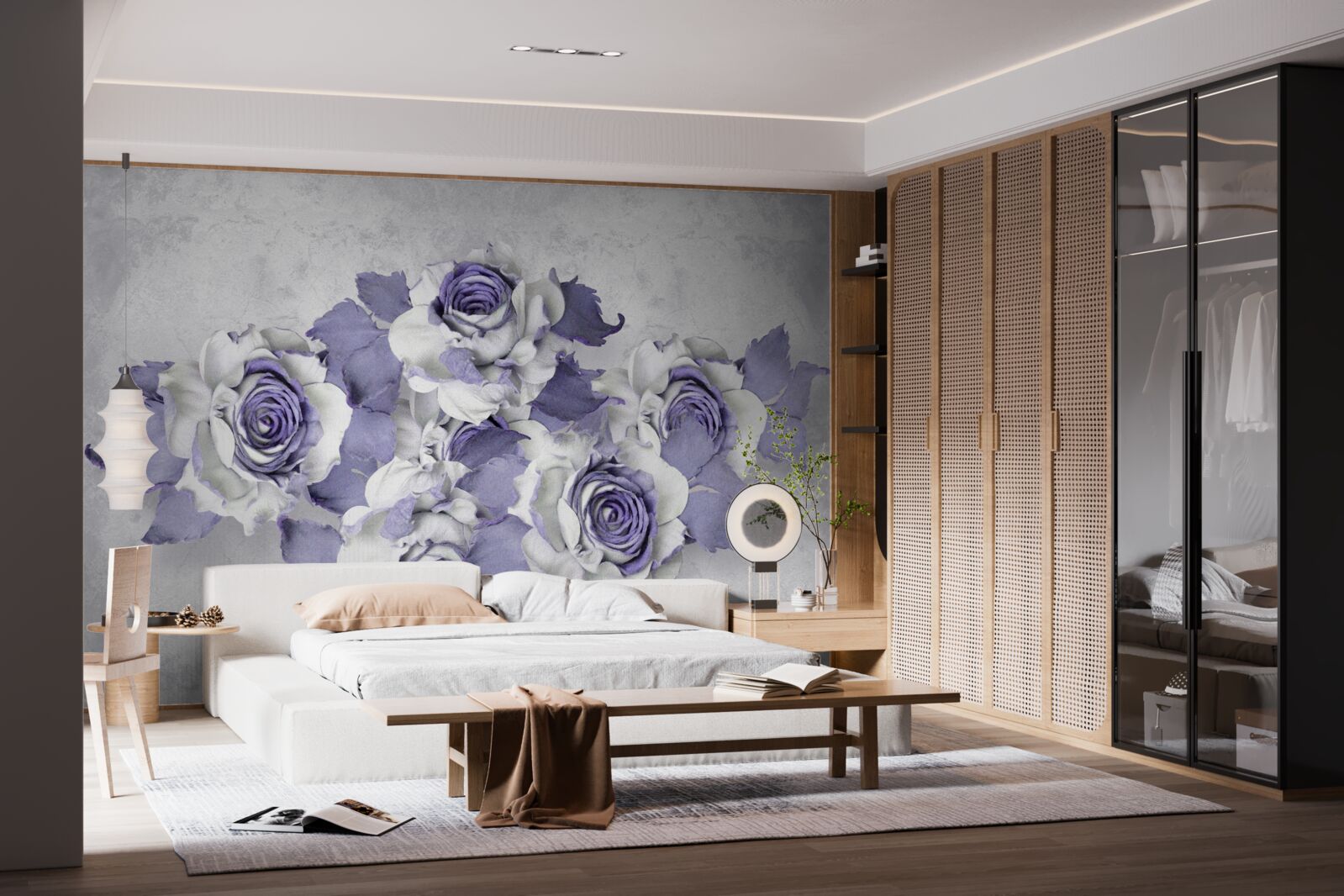 Fototapeta lila kvetinový dekor