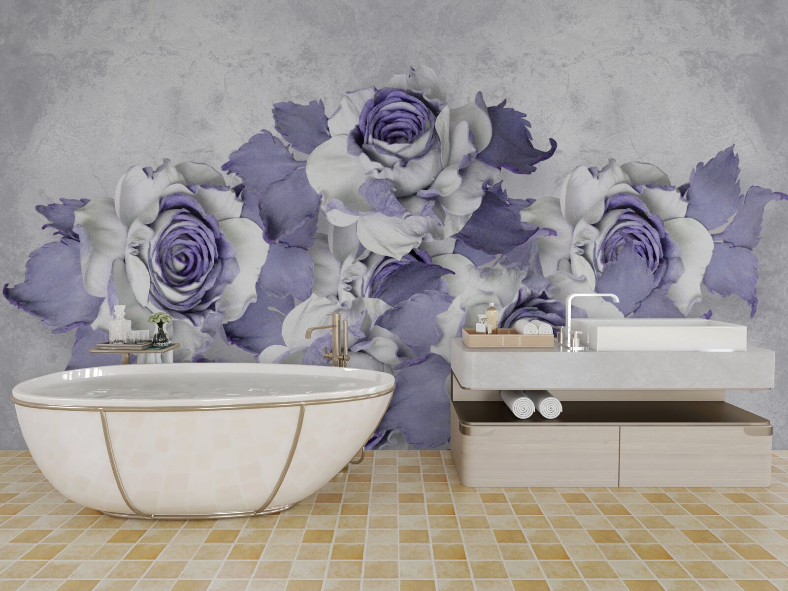 Fototapeta lila kvetinový dekor