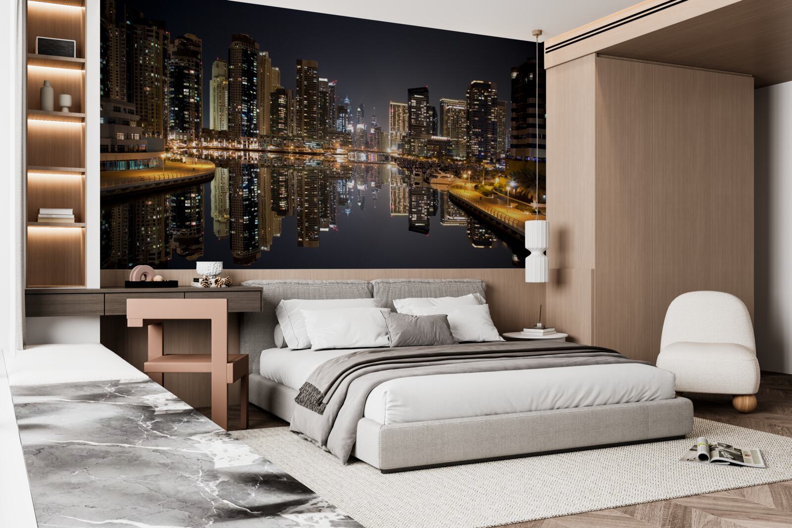 Fototapeta odraz mrakodrapov vo vode