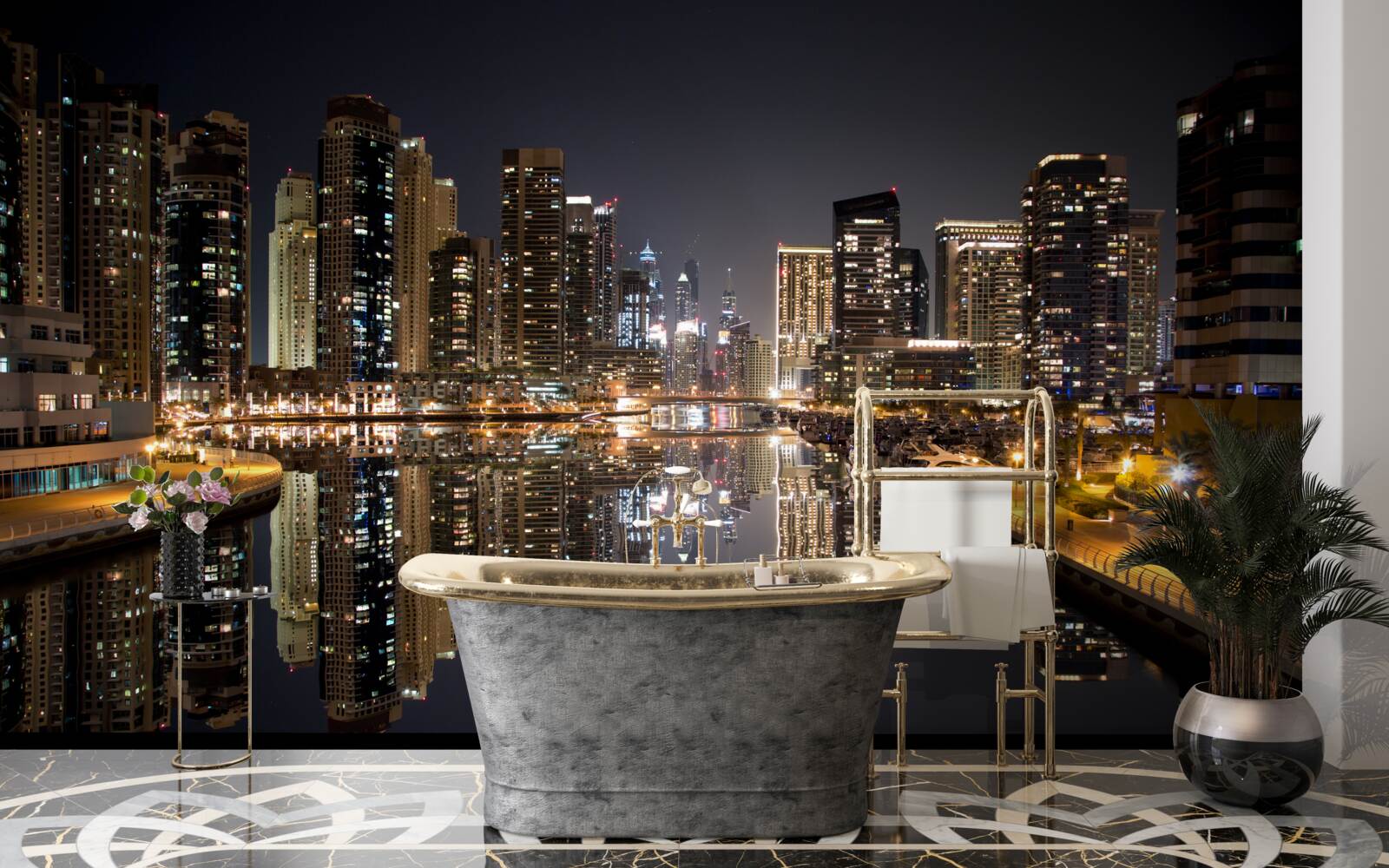 Fototapeta odraz mrakodrapov vo vode