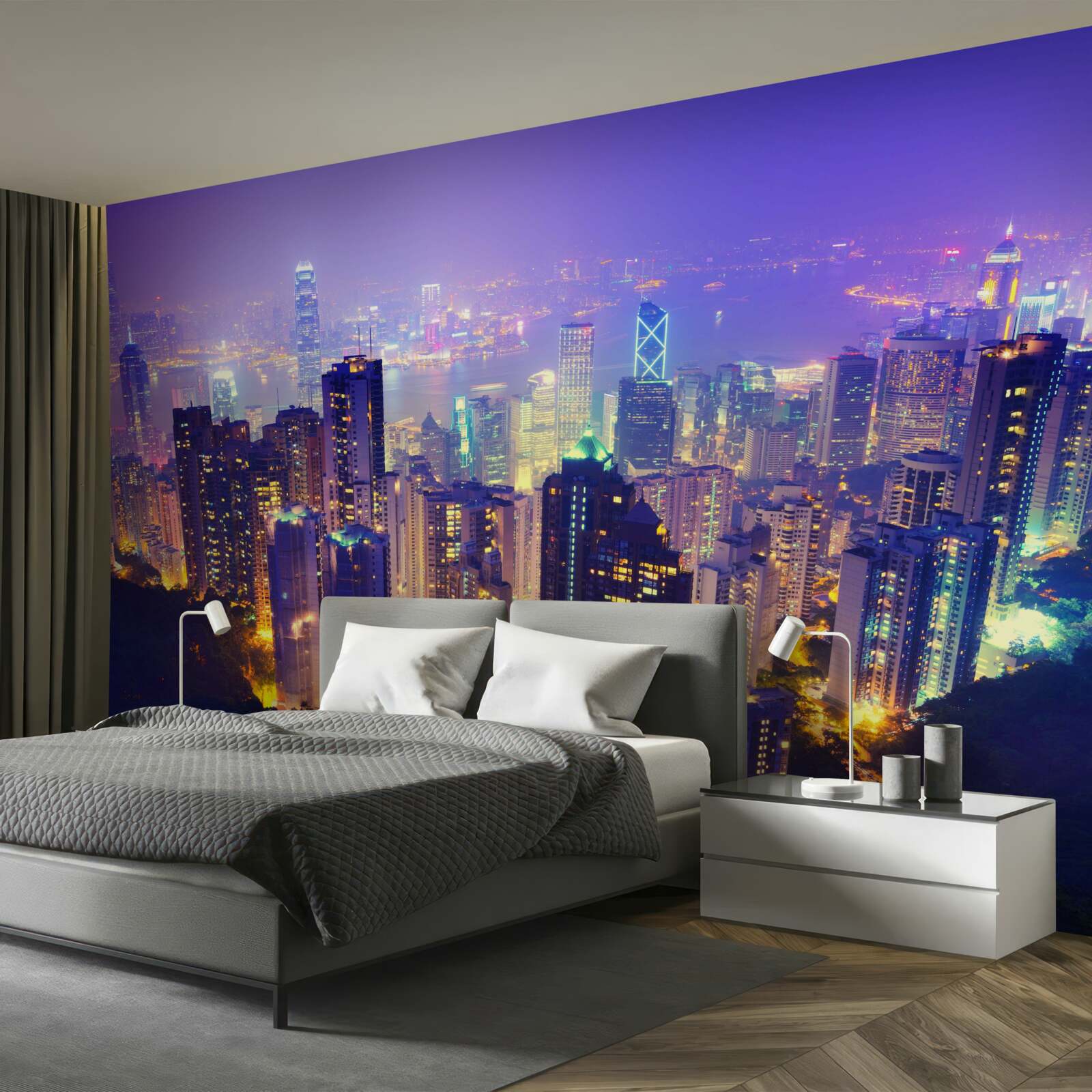 Fototapeta Hong Kong má v noci úžasnú panorámu