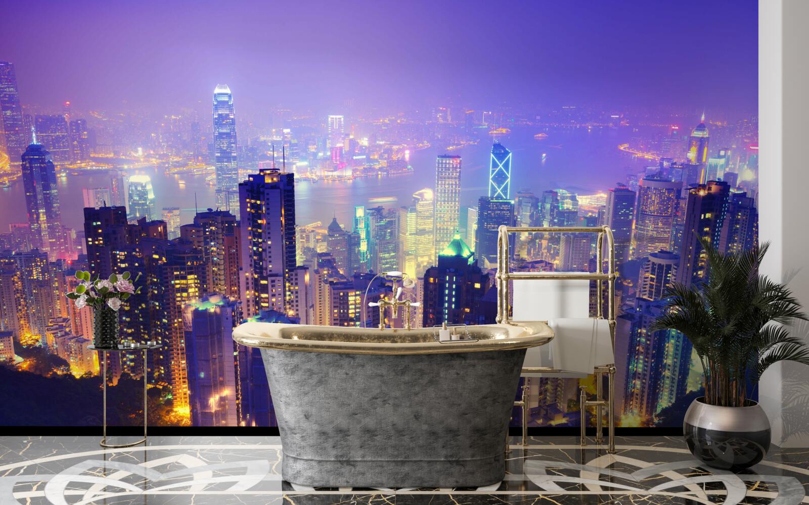 Fototapeta Hong Kong má v noci úžasnú panorámu