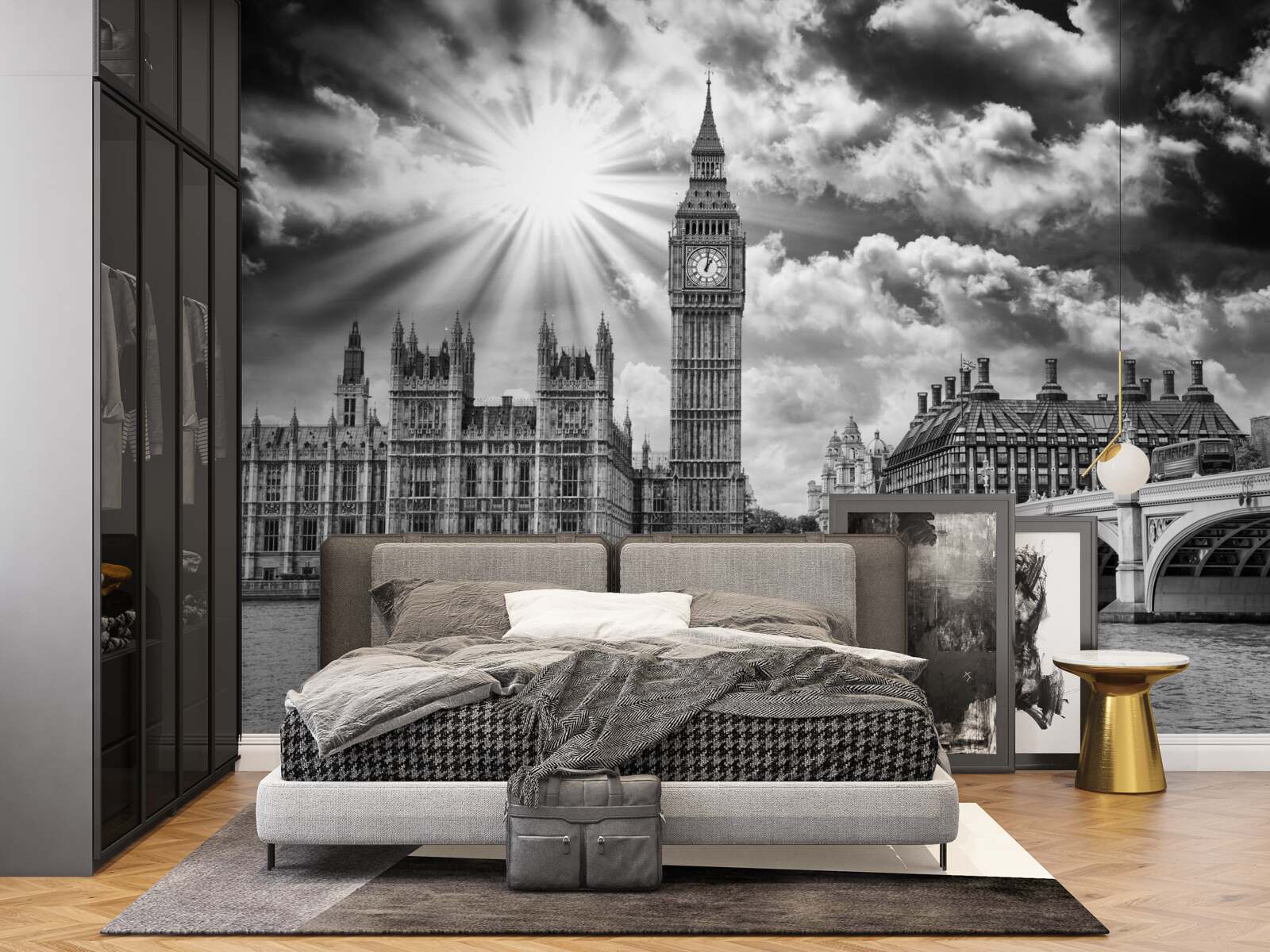 Fototapeta Londýn namaľovaný čiernobielo s Big Benom