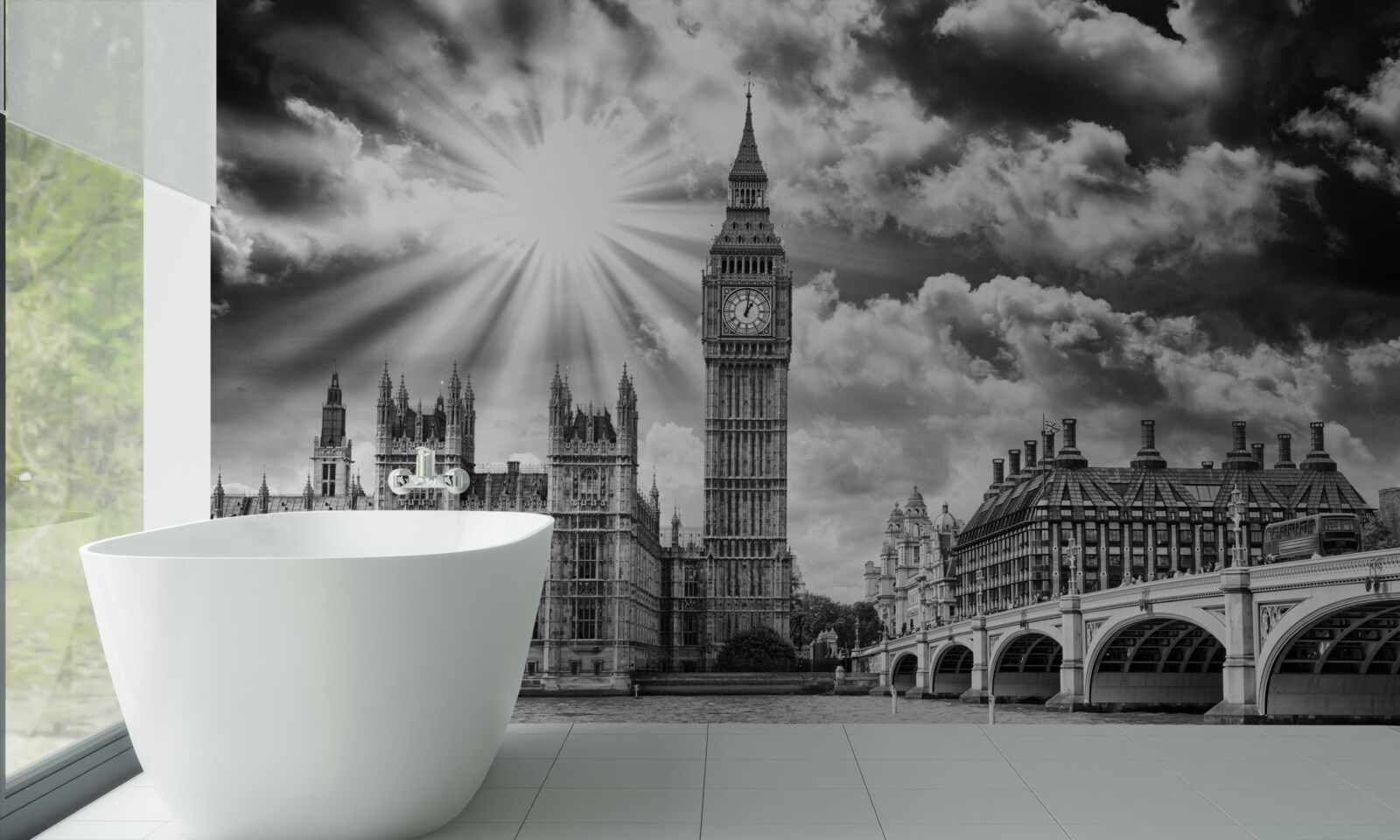 Fototapeta Londýn namaľovaný čiernobielo s Big Benom