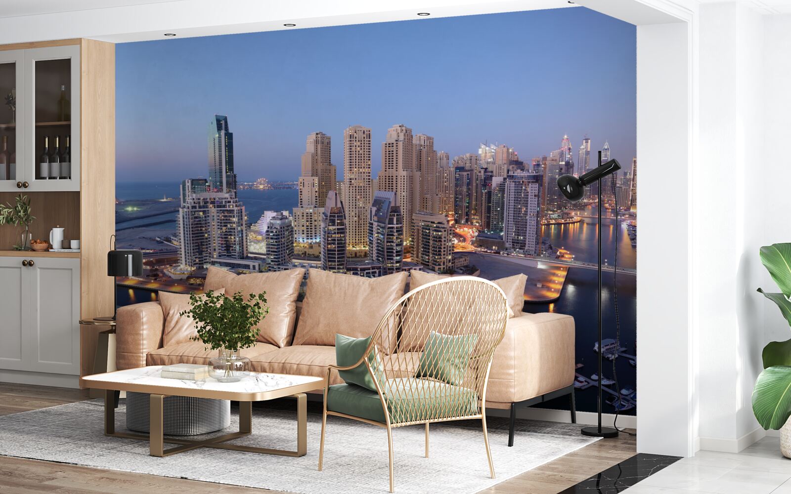 Fototapeta západ slnka nad Dubajom