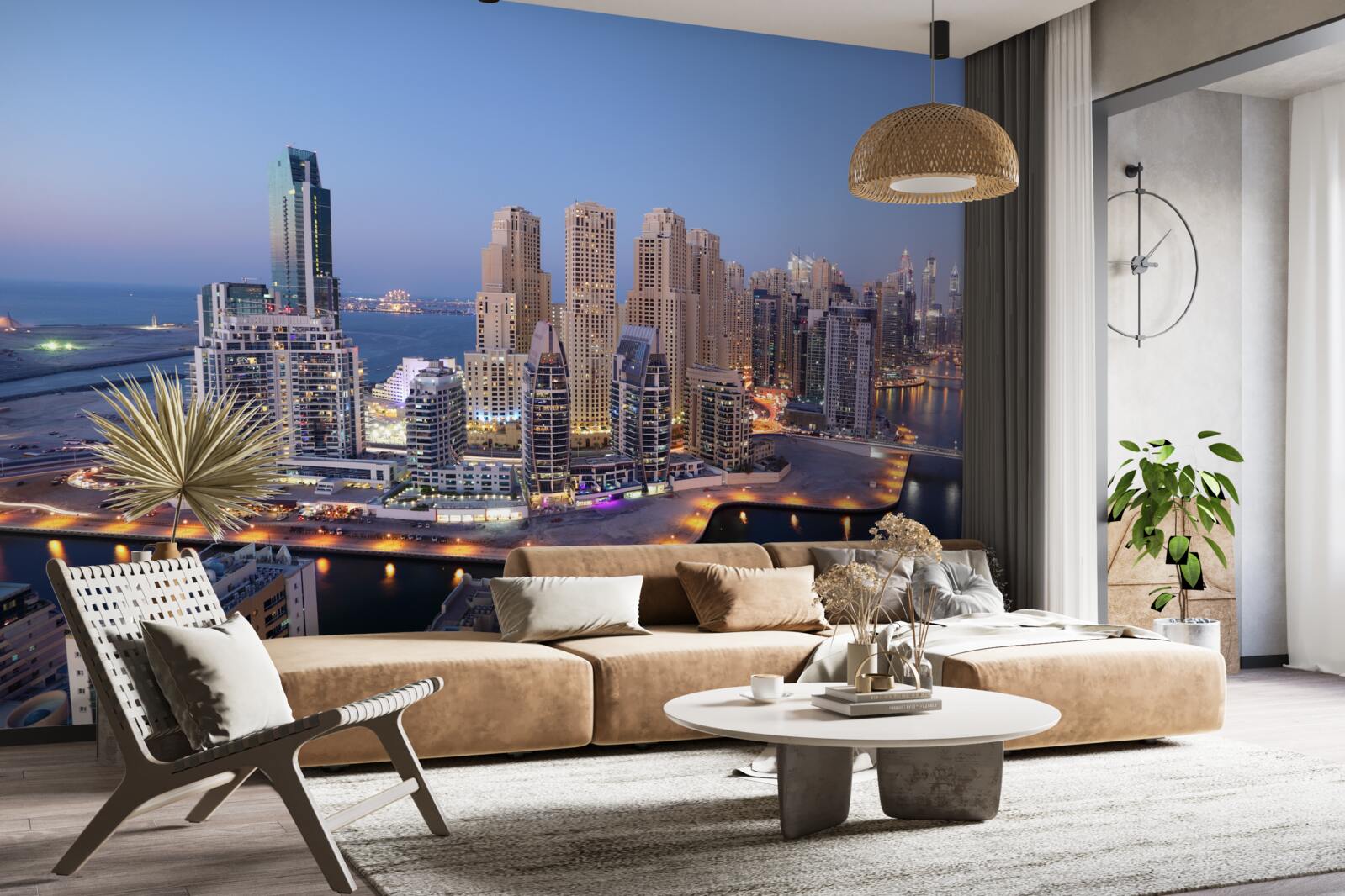 Fototapeta západ slnka nad Dubajom