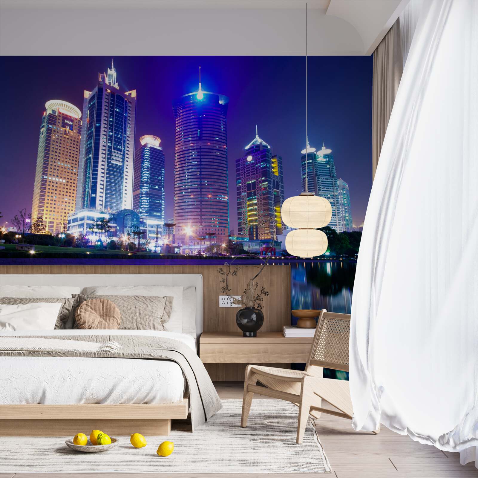 Fototapeta odrazy mrakodrapov v noci