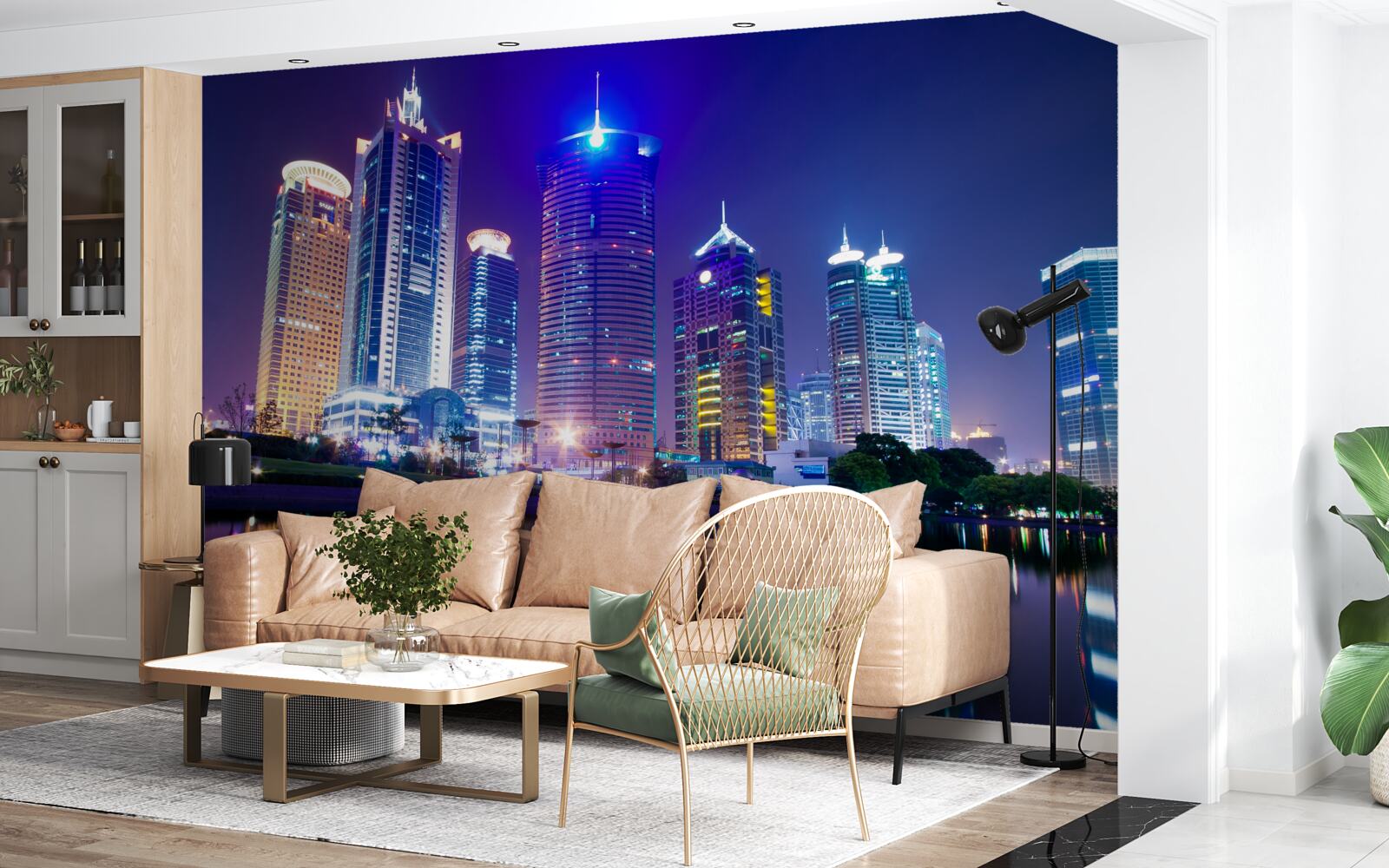 Fototapeta odrazy mrakodrapov v noci