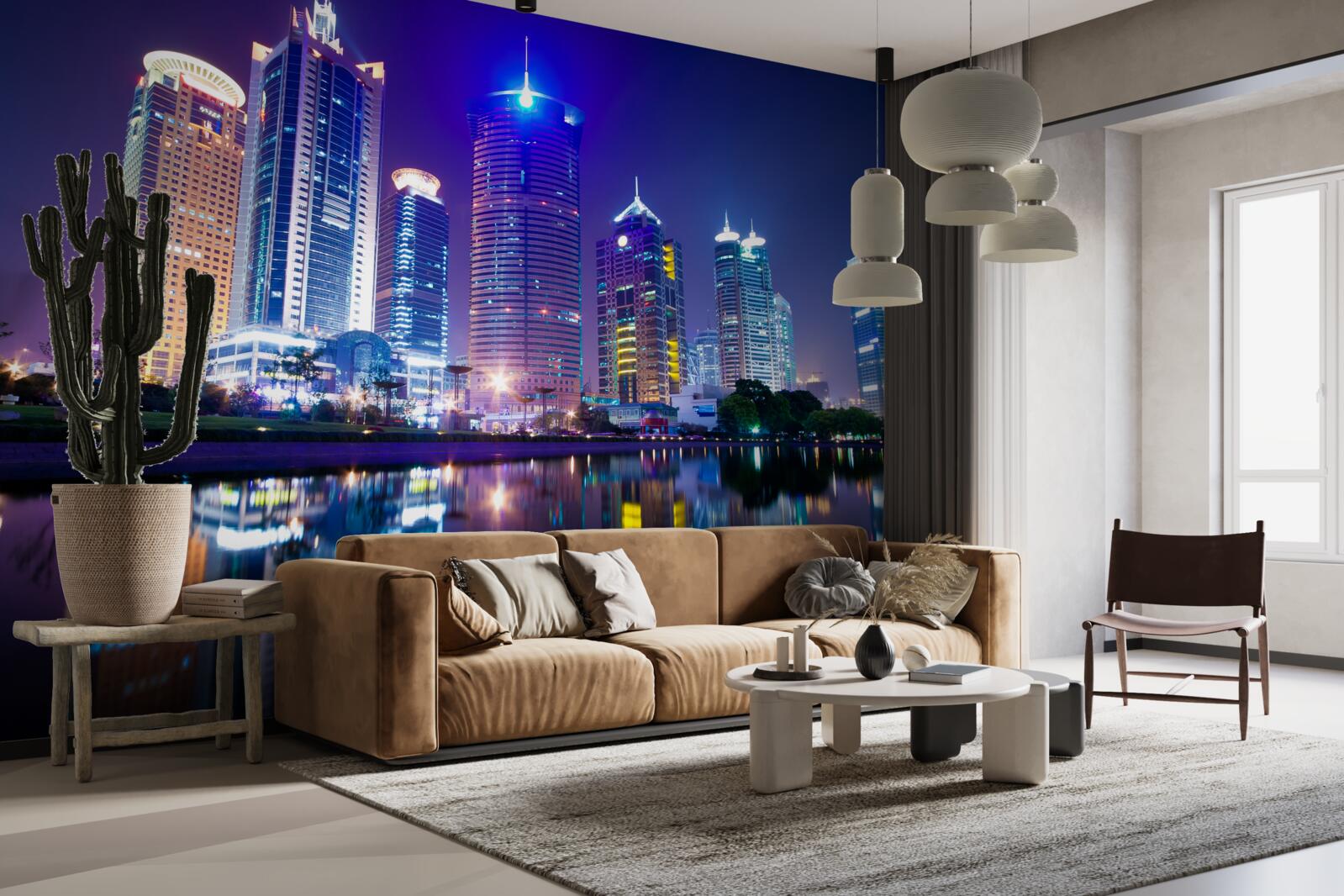 Fototapeta odrazy mrakodrapov v noci